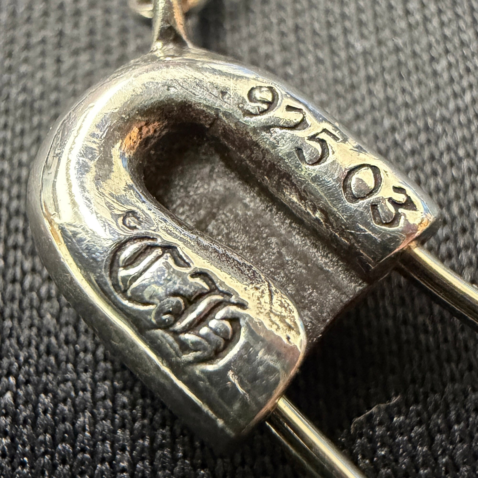 CHROME HEARTS Safety Pin Pendant Top 1 Diamond Roll Chain Necklace Size 16 Inch クロムハーツ セーフティピン 1ダイヤモンド ペンダントトップ ロールチェーン ネックレス サイズ16インチ