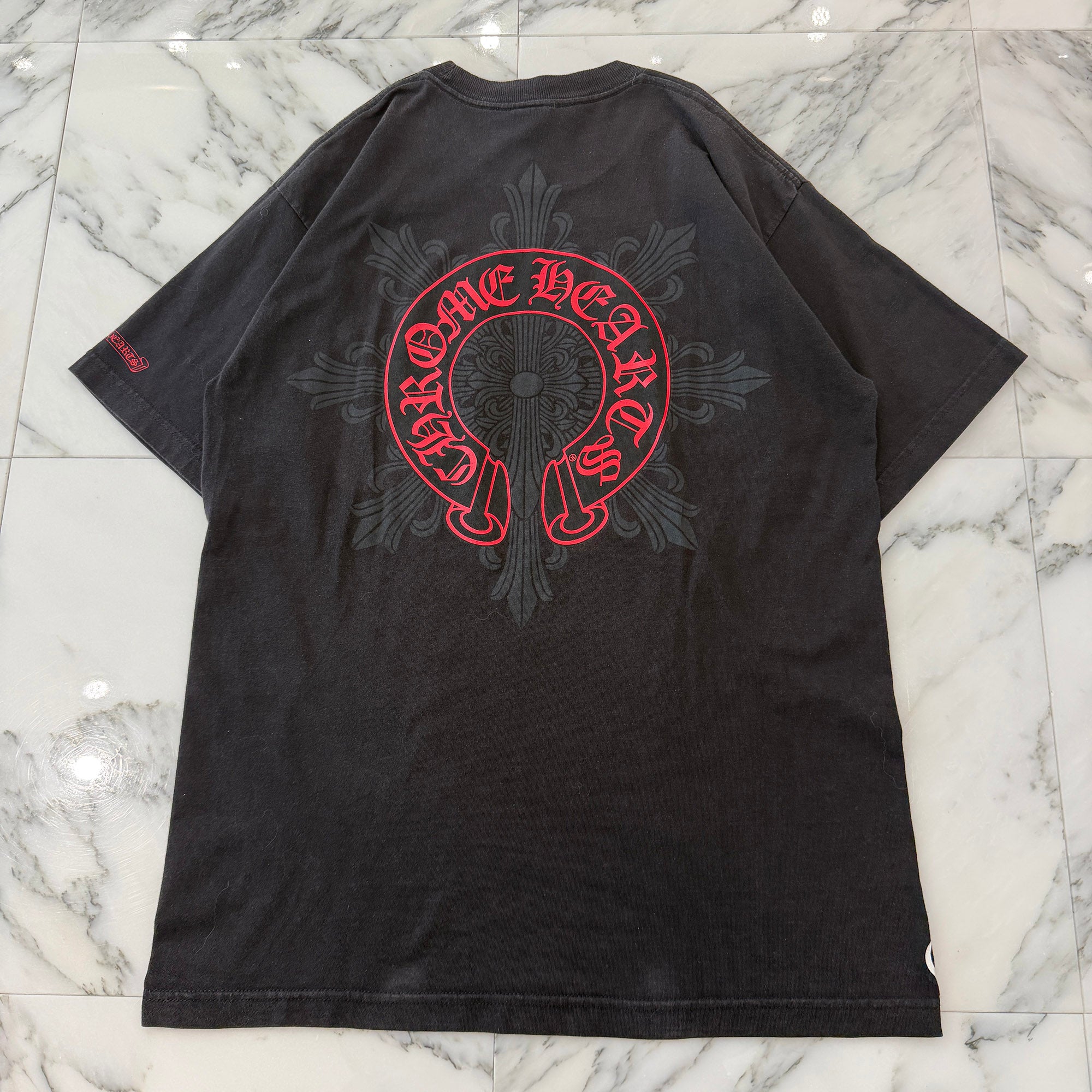 CHROME HEARTS Horseshoe on Floral Cross Snowflake Print Tee Size L クロムハーツ ホースシュー オン フローラルクロス スノーフレーク プリント Tシャツ サイズL