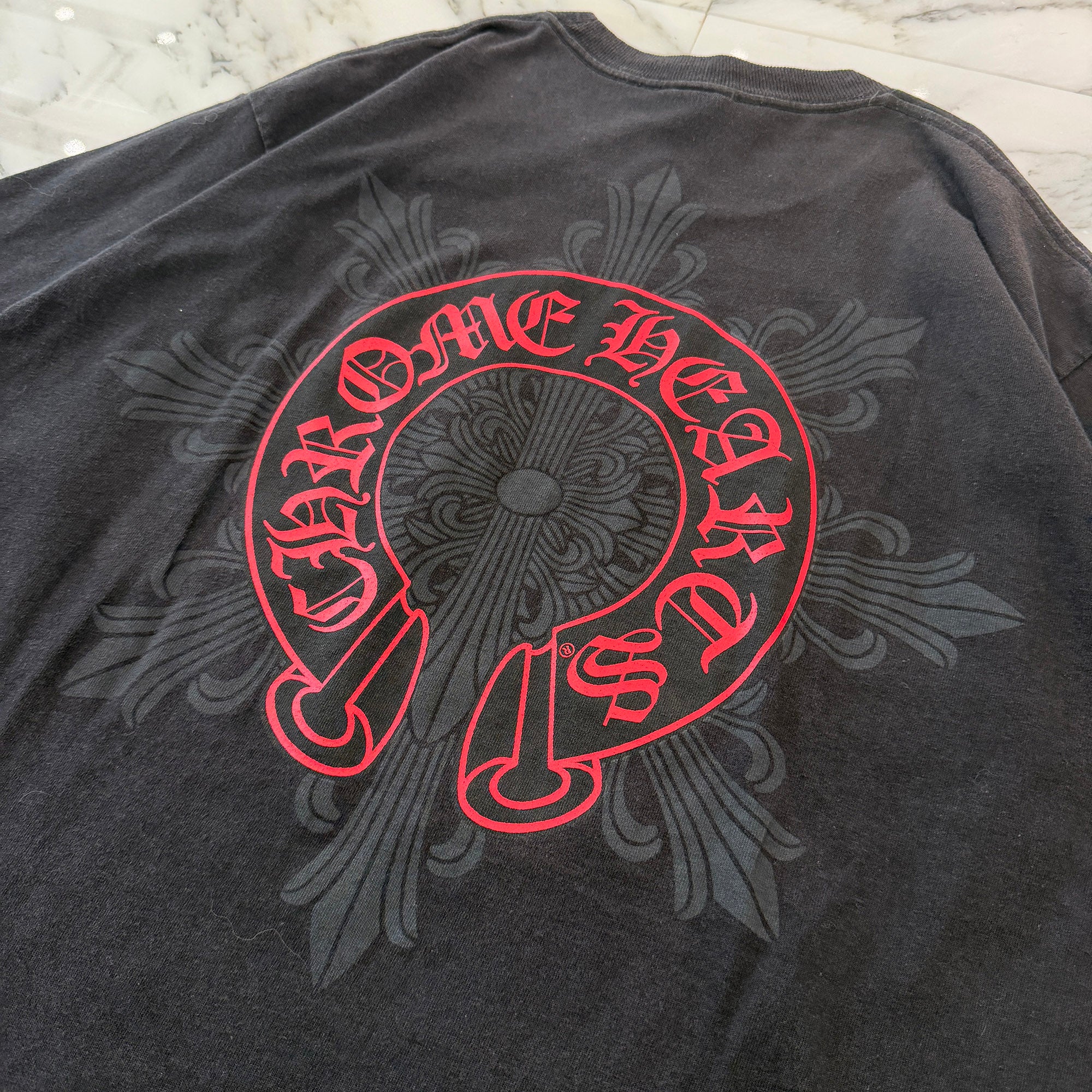 CHROME HEARTS Horseshoe on Floral Cross Snowflake Print Tee Size L クロムハーツ ホースシュー オン フローラルクロス スノーフレーク プリント Tシャツ サイズL