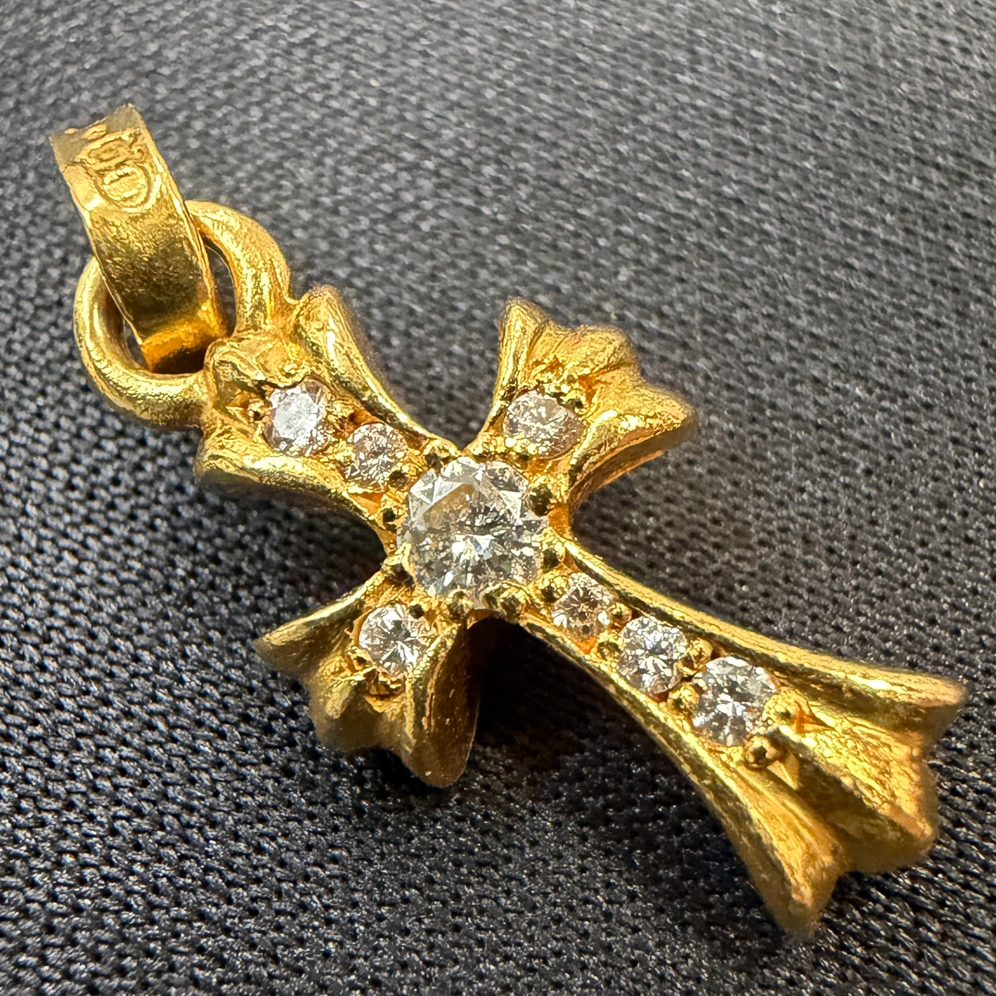 CHROME HEARTS 22K CH Cross Baby Fat Charm Pave Diamond クロムハーツ 22K CHクロス ベビーファット チャーム パヴェダイヤモンド