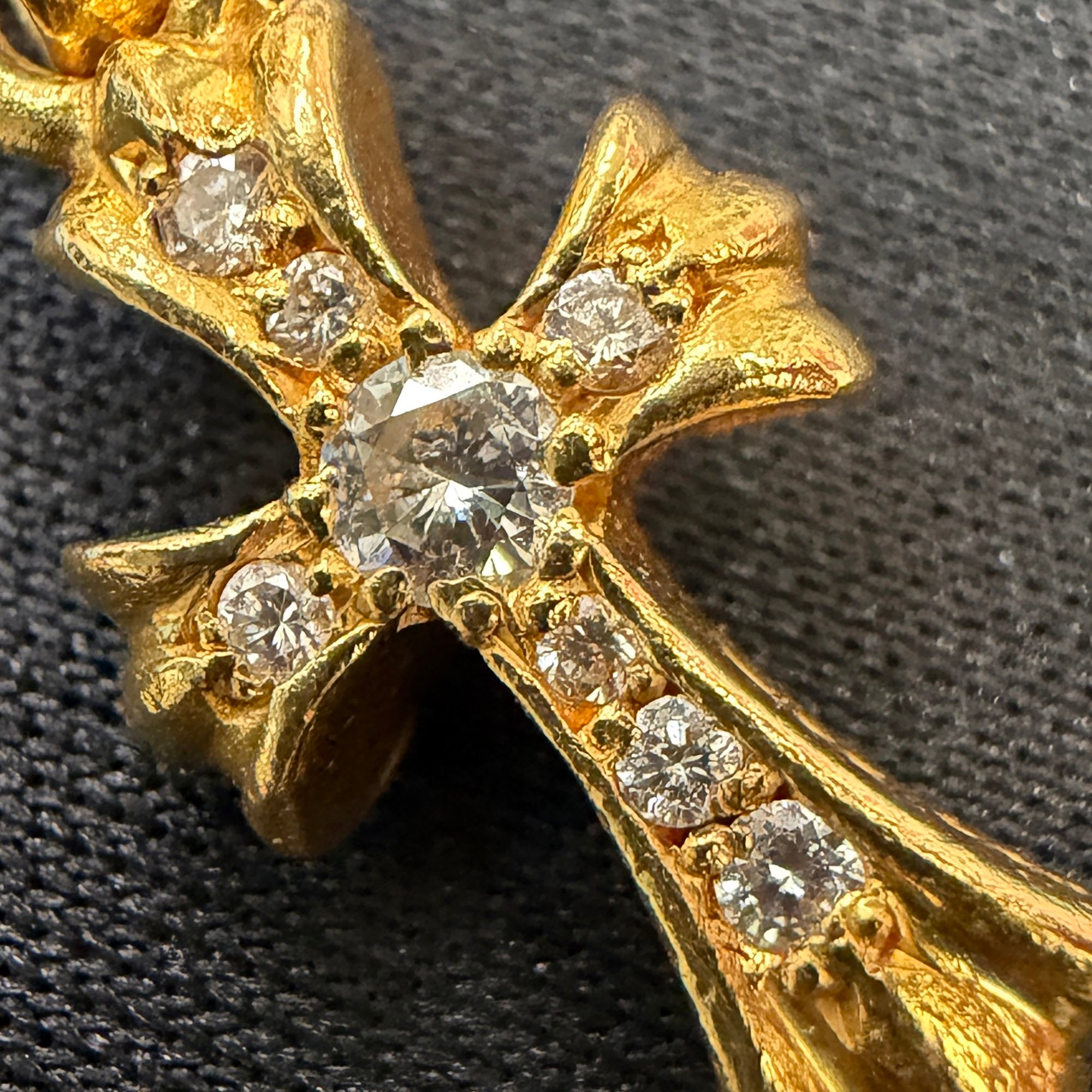CHROME HEARTS 22K CH Cross Baby Fat Charm Pave Diamond クロムハーツ 22K CHクロス ベビーファット チャーム パヴェダイヤモンド