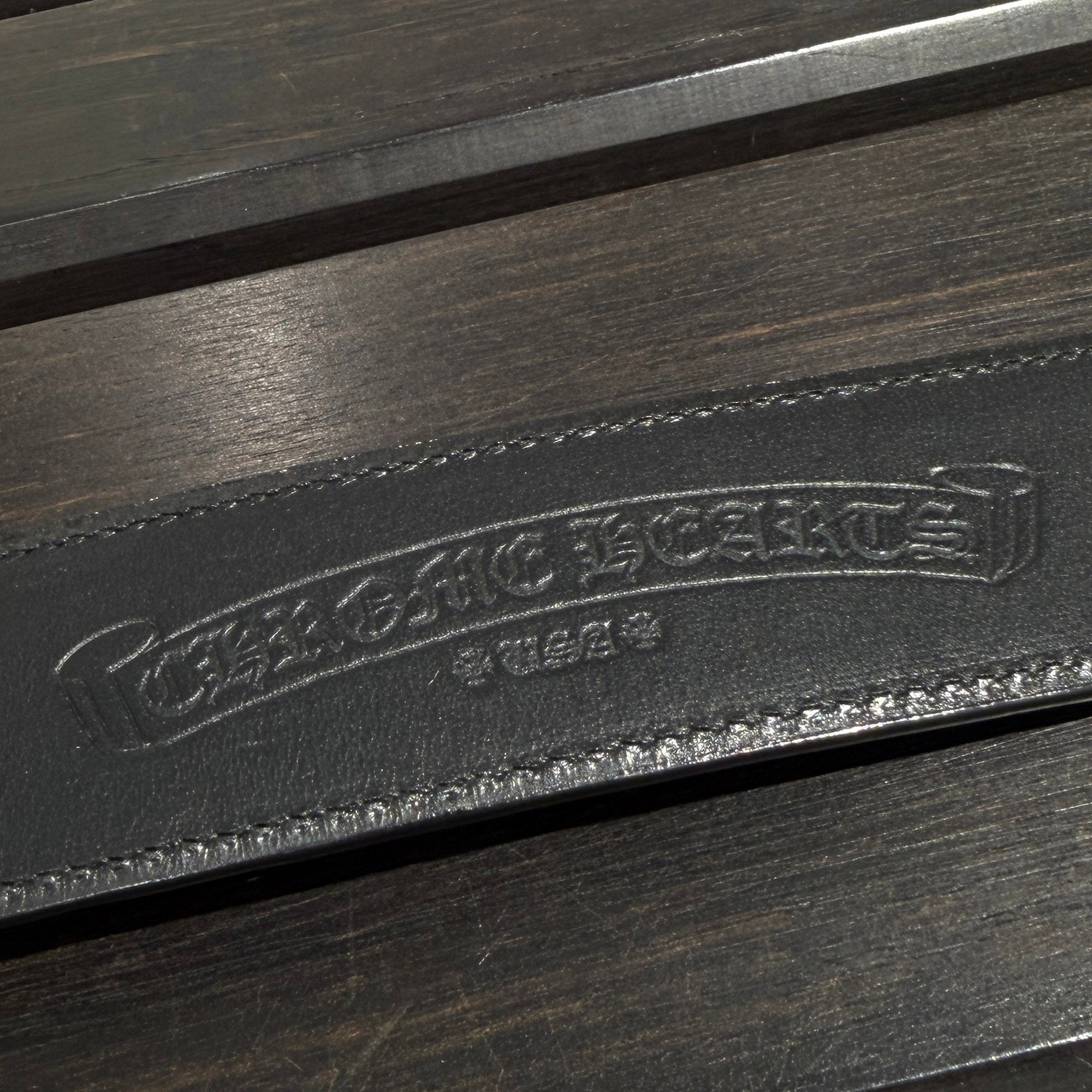 CHROME HEARTS 1.5 STRAP Horseshoe Rivet Leather Belt Size 40 クロムハーツ 1.5ストラップ ホースシューリベット レザーベルト サイズ40