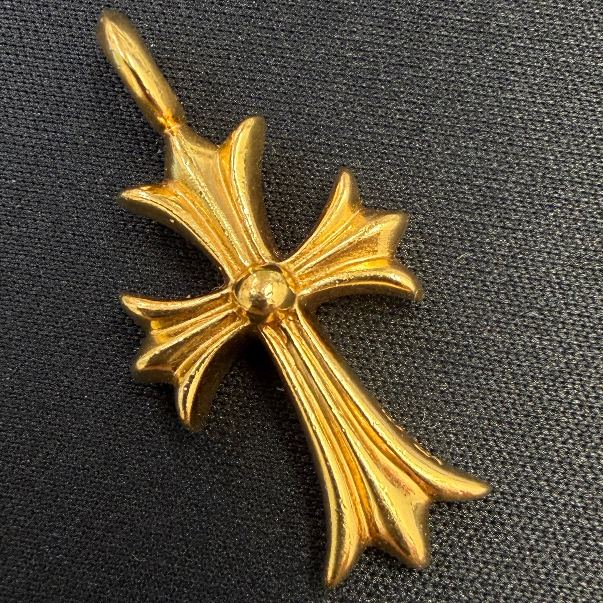 CHROME HEARTS 22K Tiny Fat Cross Charm Pave Ruby Pendant Top クロムハーツ 22K タイニーファットクロス チャーム パヴェルビー ペンダントトップ