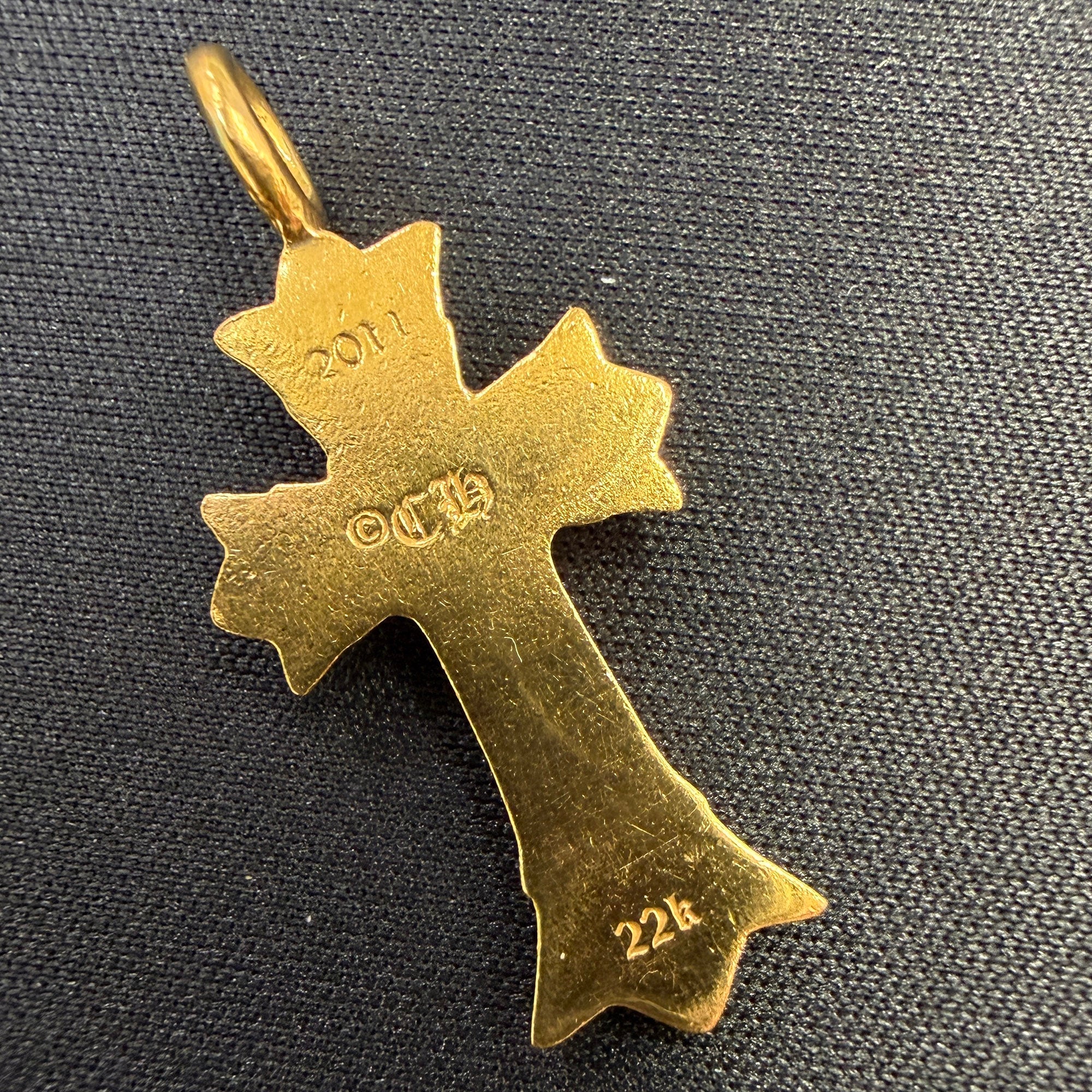 CHROME HEARTS 22K Double CH Cross Charm Pave Diamond Pendant Top クロムハーツ 22K ダブルCHクロス チャーム パヴェダイヤモンド ペンダントトップ