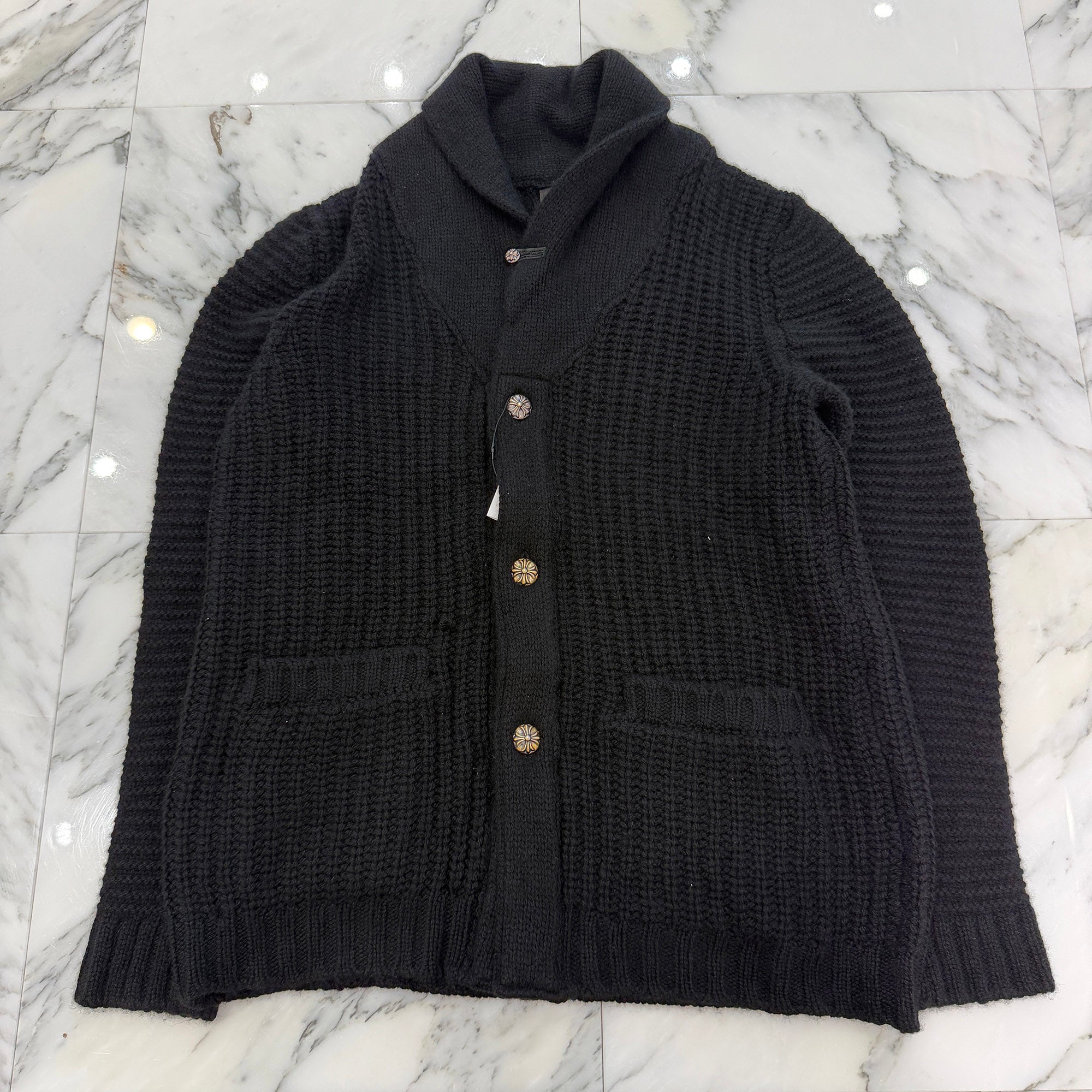 CHROME HEARTS Y NOT Cross Ball Button Cashmere Knit Cardigan Size S クロムハーツ ワイノット クロスボール カシミヤ ニットカーディガン サイズS