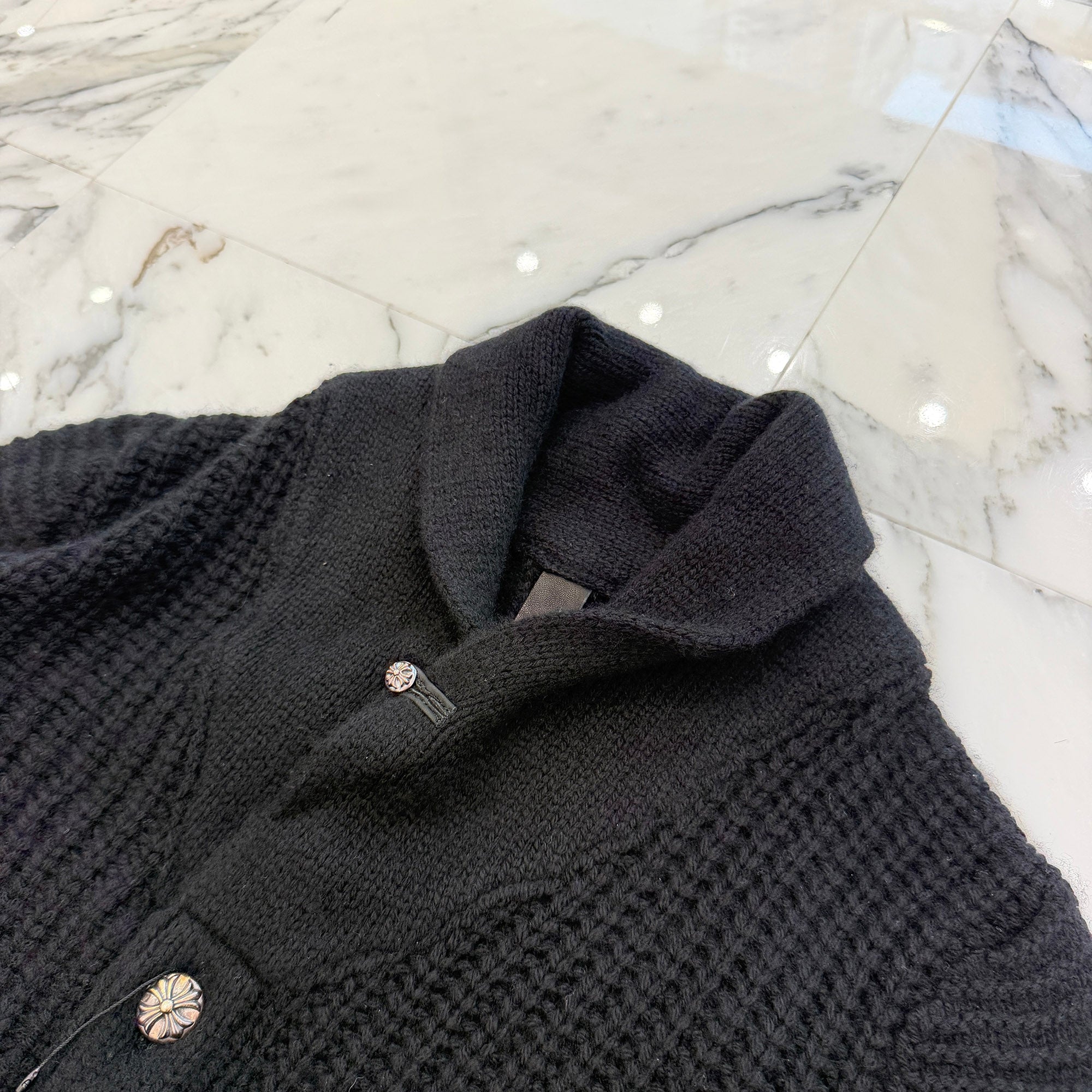 CHROME HEARTS Y NOT Cross Ball Button Cashmere Knit Cardigan Size S クロムハーツ ワイノット クロスボール カシミヤ ニットカーディガン サイズS