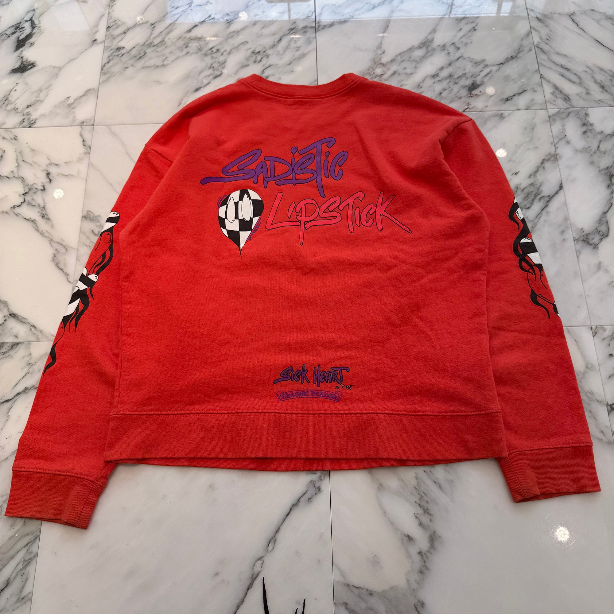 CHROME HEARTS × MATTY BOY 2023SS Sadistic Lipstick Sweat Shirt Size L クロムハーツ × マッティボーイ サディスティックリップスティック クルーネックスウェットシャツ サイズL