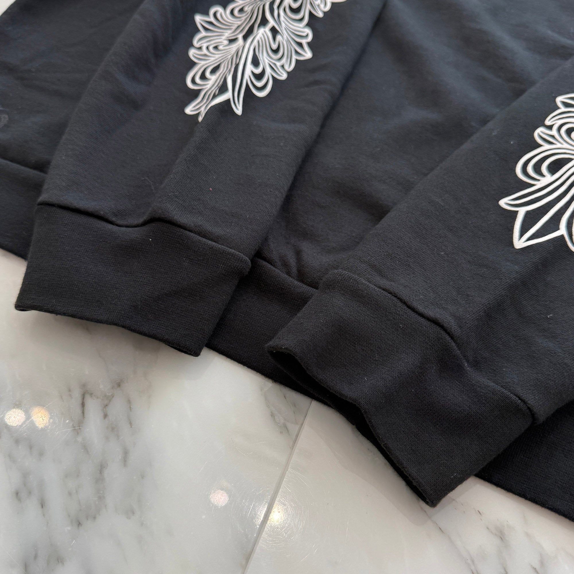 CHROME HEARTS Floral Cross Horseshoe Crewneck Sweat Shirts Size L クロムハーツ フローラルクロス ホースシュー クルーネック スウェットシャツ サイズL