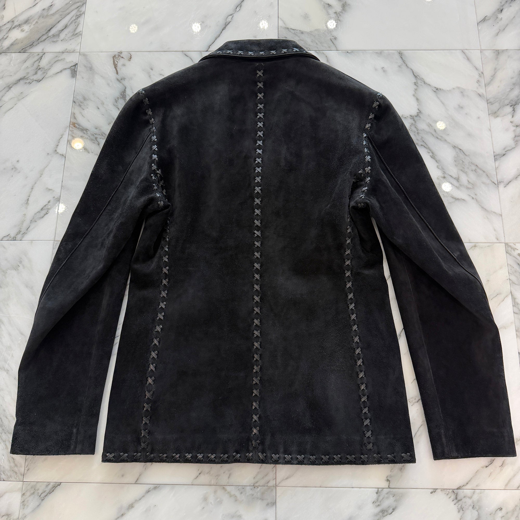 CHROME HEARTS Floral Cross Button Suede Leather Tailored Jacket Size M クロムハーツ フローラルクロスボタン スエードレザー テーラードジャケット サイズM