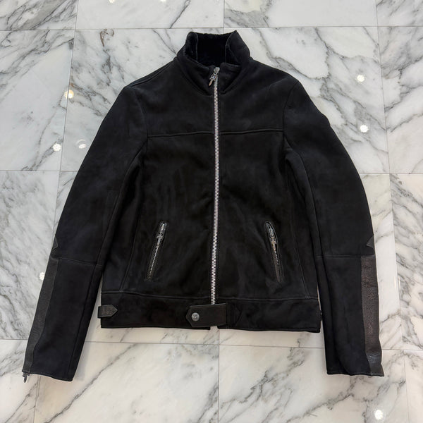 CHROME HEARTS Dagger Zip Mouton Leather Jacket Size S クロムハーツ ダガージップ ムートン レザージャケット サイズS