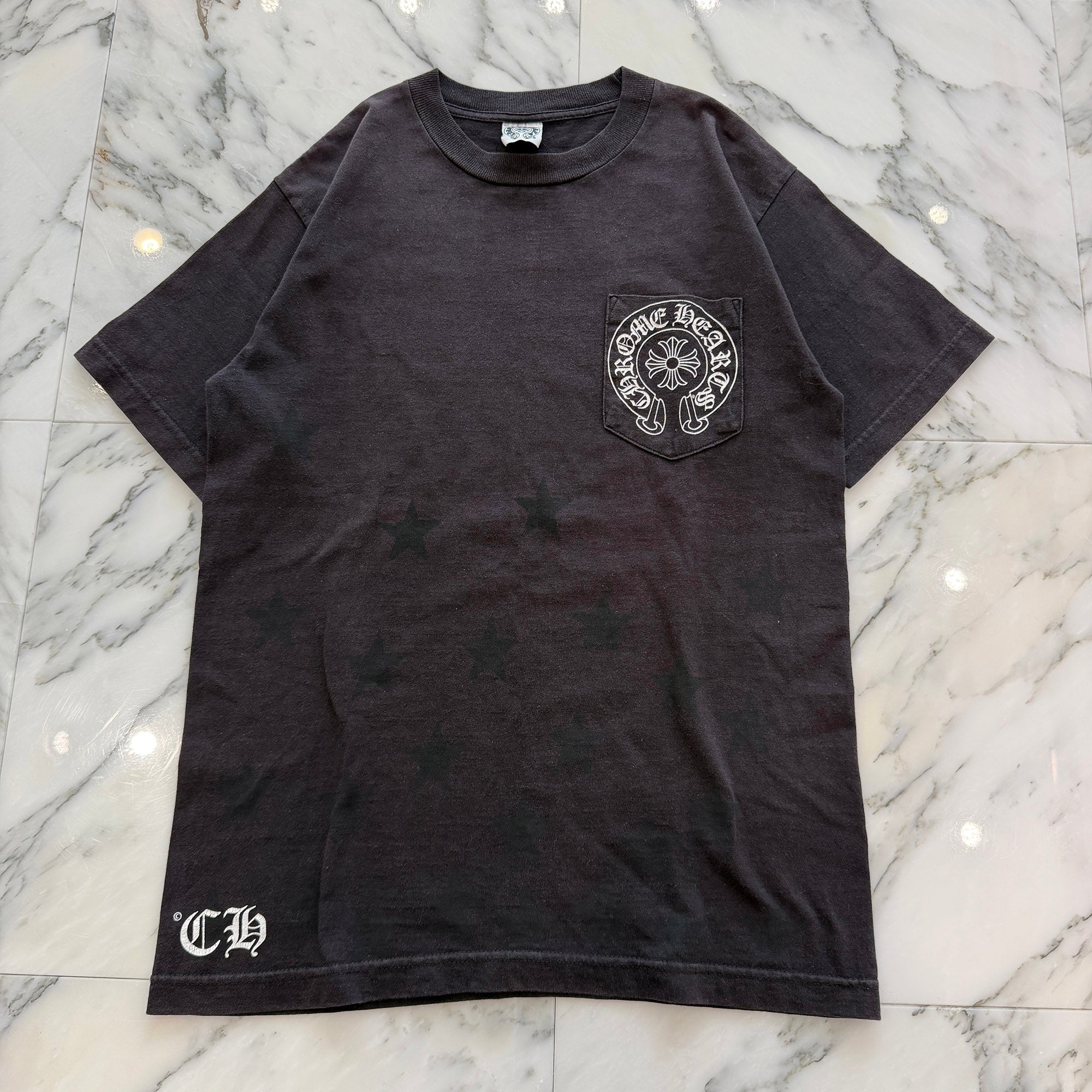 CHROME HEARTS Back Scroll Horseshoe Star Print Tee Size M クロムハーツ バックスクロール ホースシュー スタープリントTシャツ サイズM