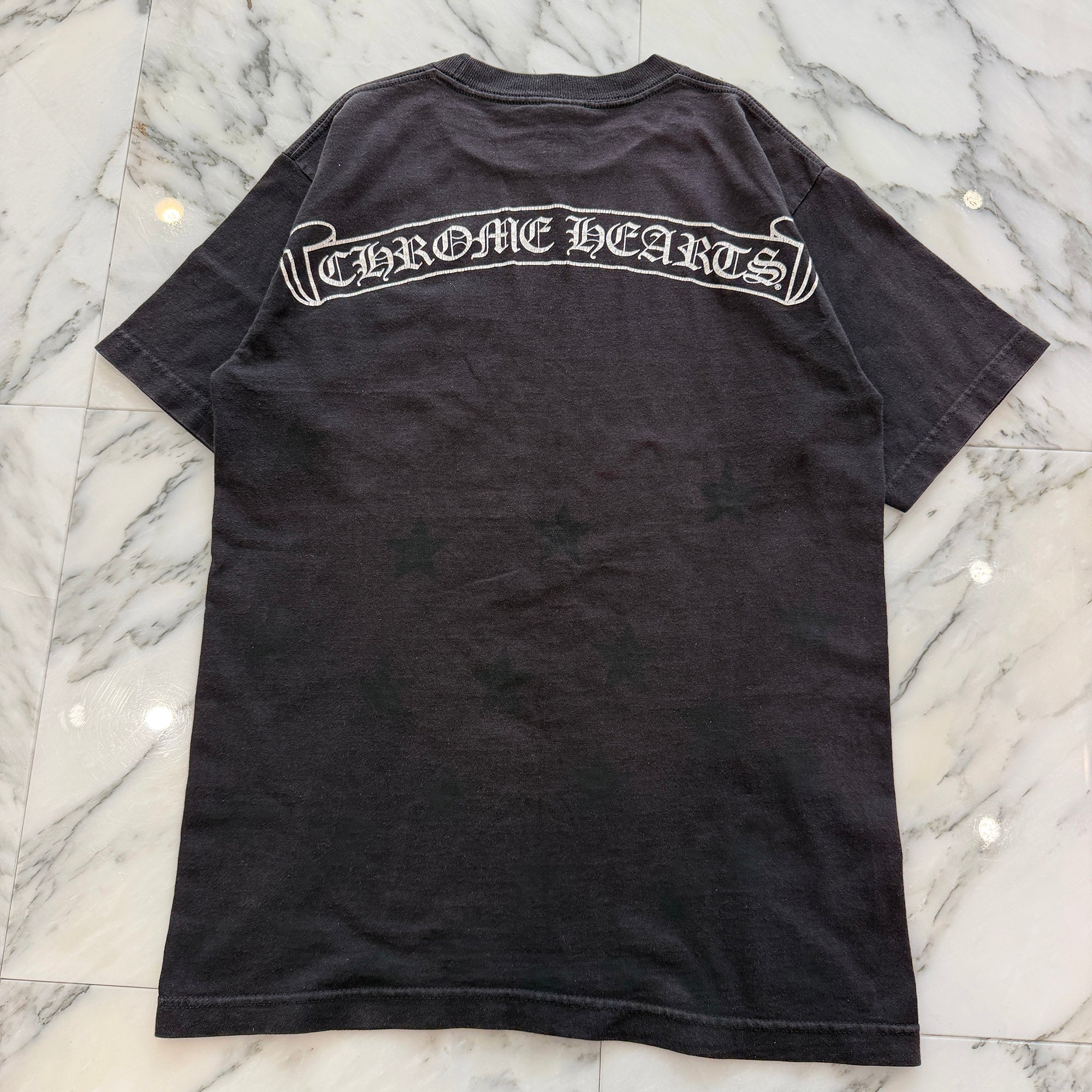 CHROME HEARTS Back Scroll Horseshoe Star Print Tee Size M クロムハーツ バックスクロール ホースシュー スタープリントTシャツ サイズM