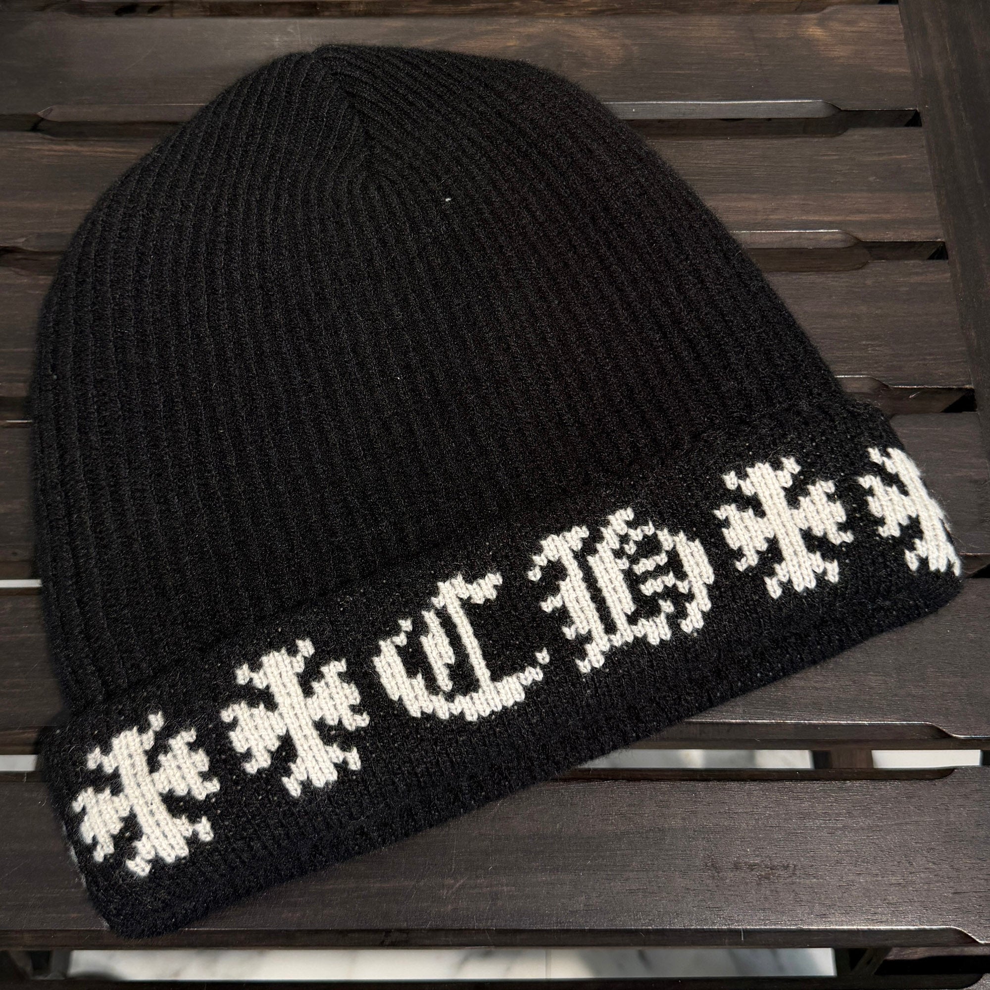 クロムハーツカシミア　ニット帽 CHROME HEARTS BIG DADDY Cashmere Knit Beanie Size ONE SIZE (25cm