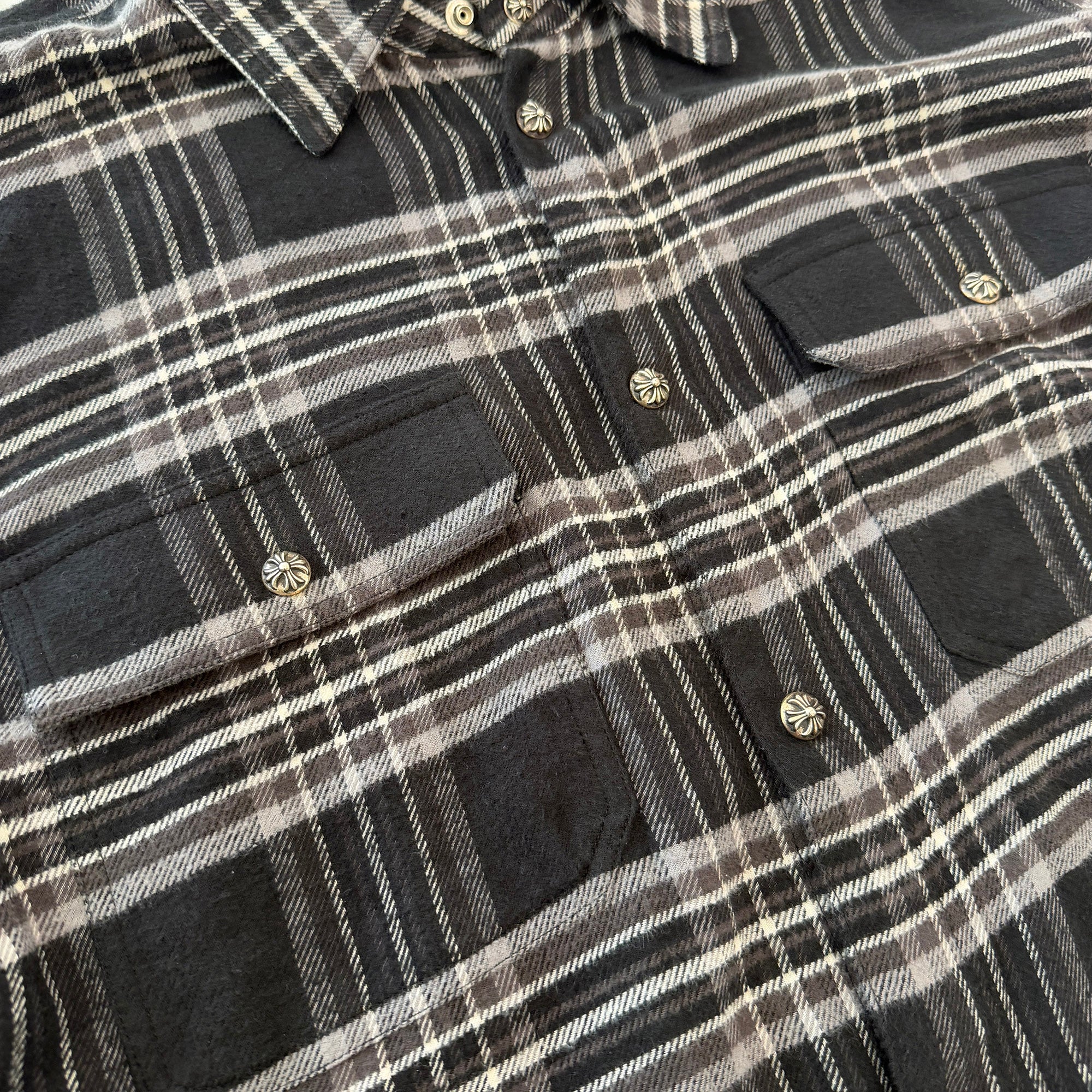 CHROME HEARTS Y NOT Cross Ball Button Check Shirt Size L クロムハーツ ワイノット クロスボールボタン チェックシャツ サイズL