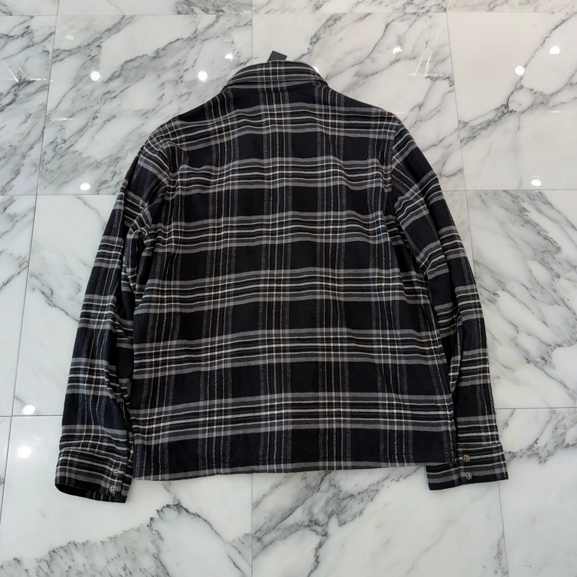 CHROME HEARTS Y NOT Cross Ball Button Check Shirt Size L クロムハーツ ワイノット クロスボールボタン チェックシャツ サイズL