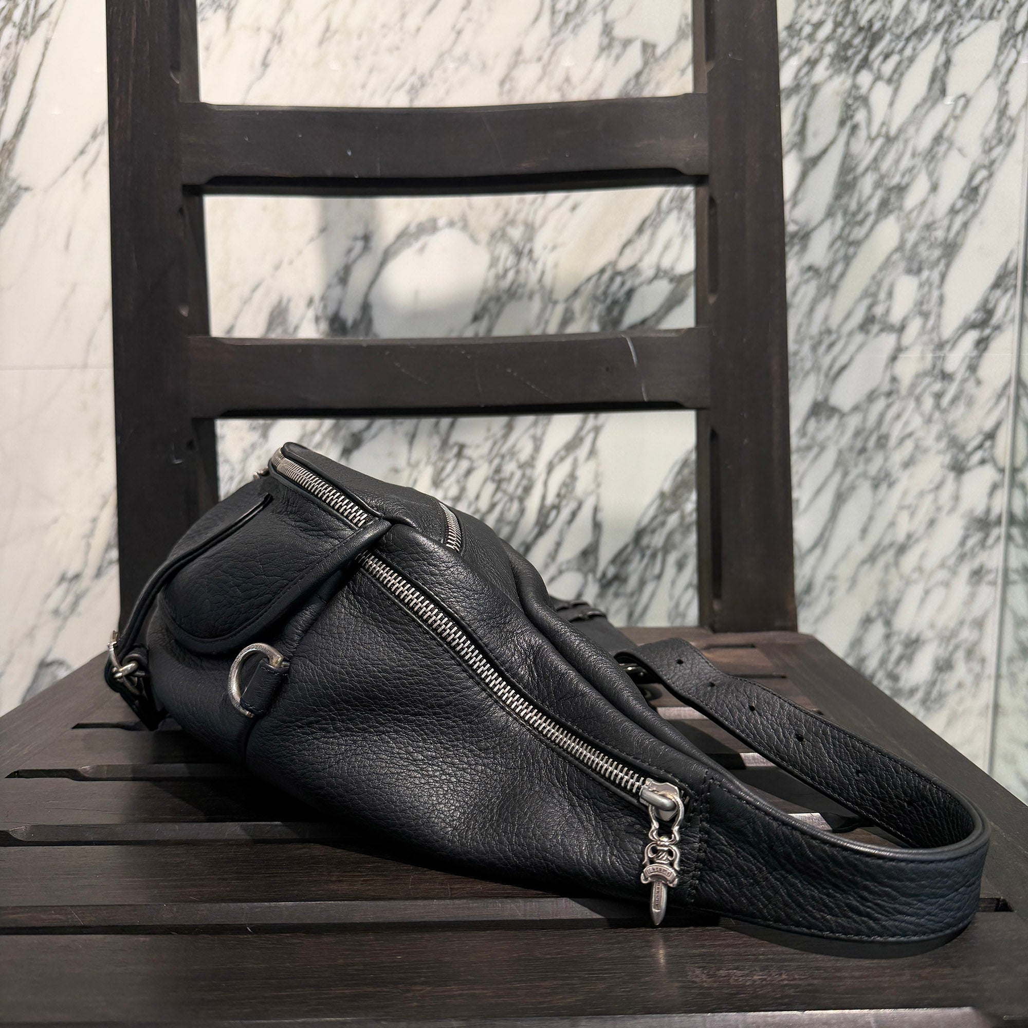 CHROME HEARTS SNAT PACK Leather Shoulder Bag クロムハーツ スナットパック レザー ショルダーバッグ