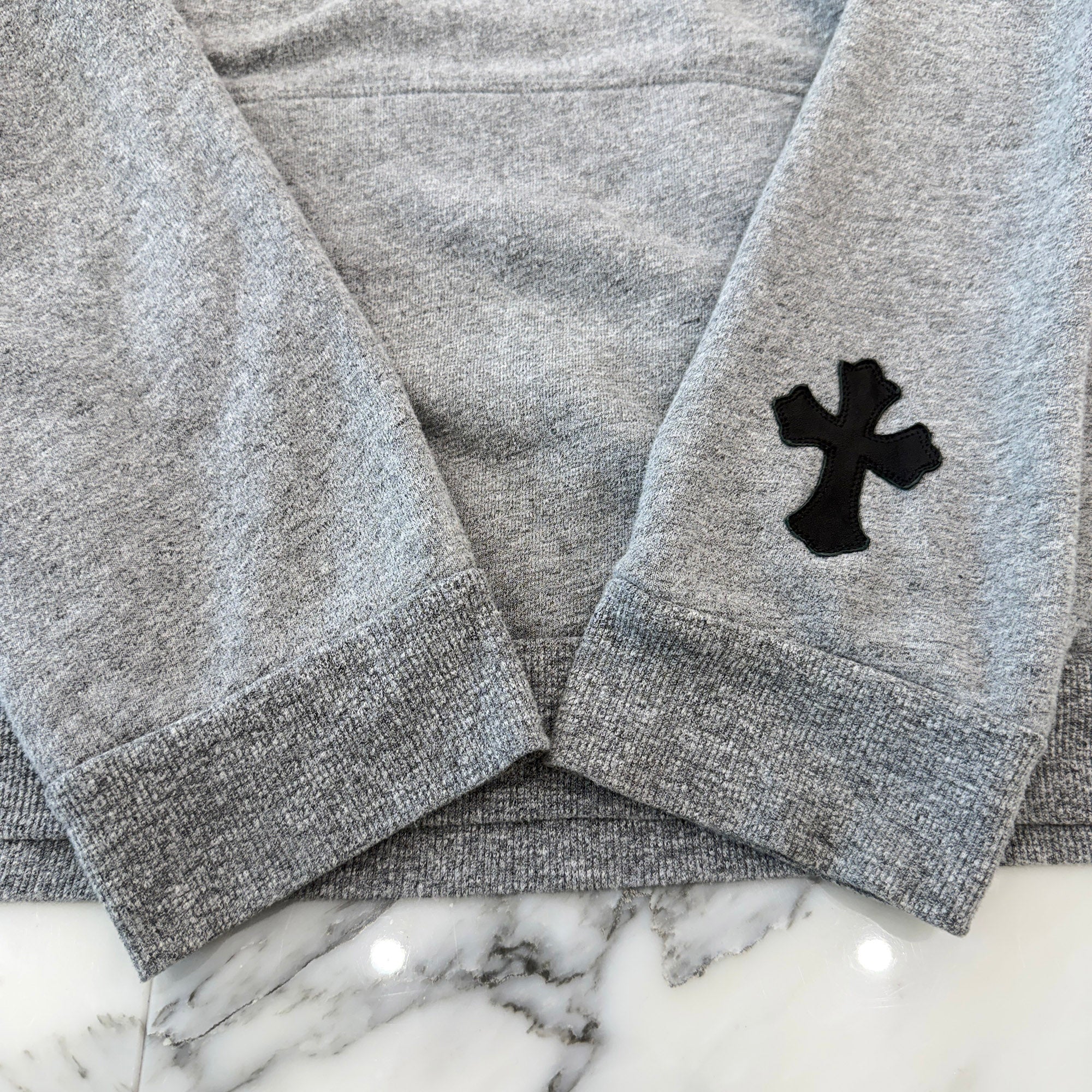CHROME HEARTS Y NOT Cemetery Cross Leather Patch Pullover Hoodie Size M クロムハーツ ワイノット セメタリークロスレザーパッチ プルオーバーフーディ サイズM