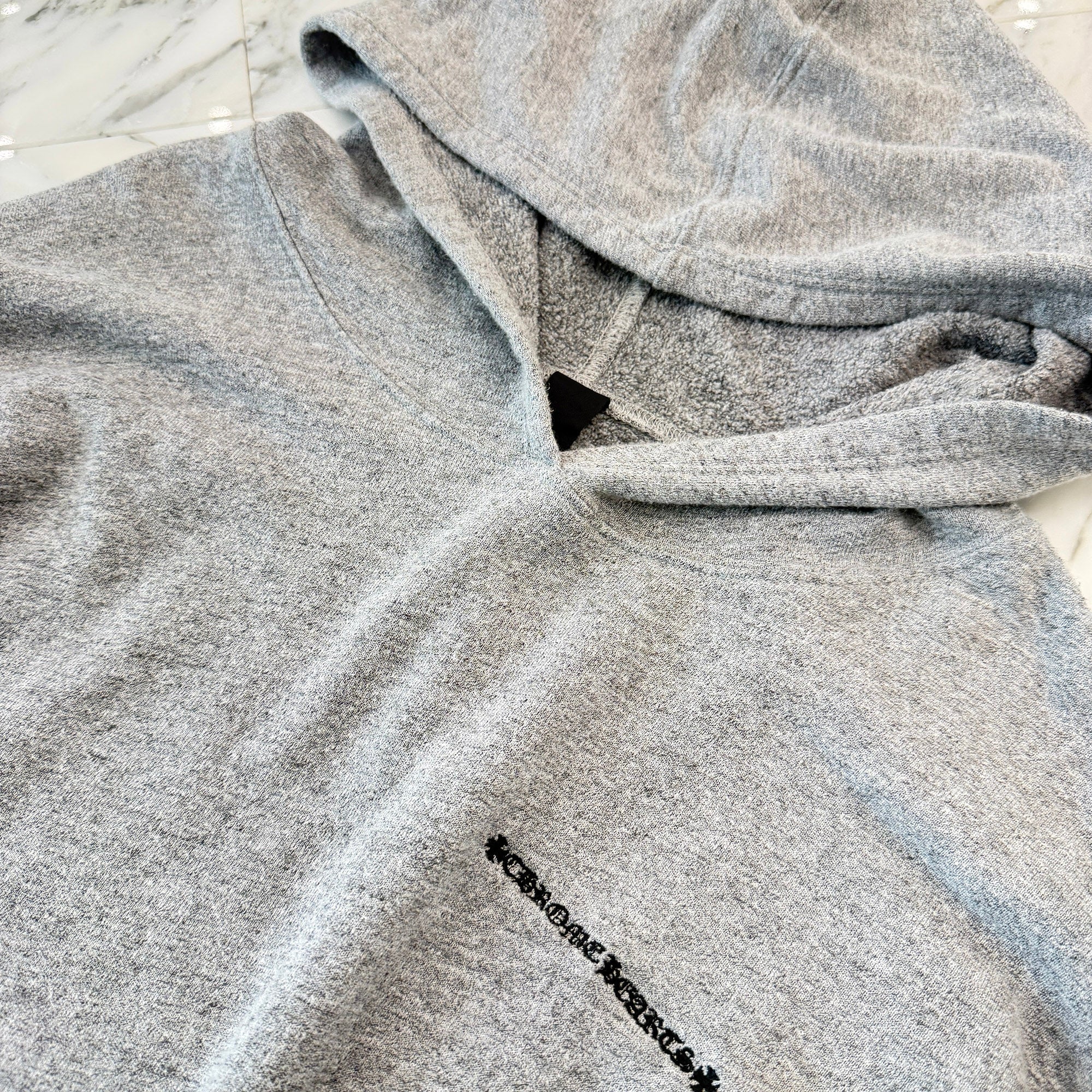 CHROME HEARTS Y NOT Cemetery Cross Leather Patch Pullover Hoodie Size M クロムハーツ ワイノット セメタリークロスレザーパッチ プルオーバーフーディ サイズM