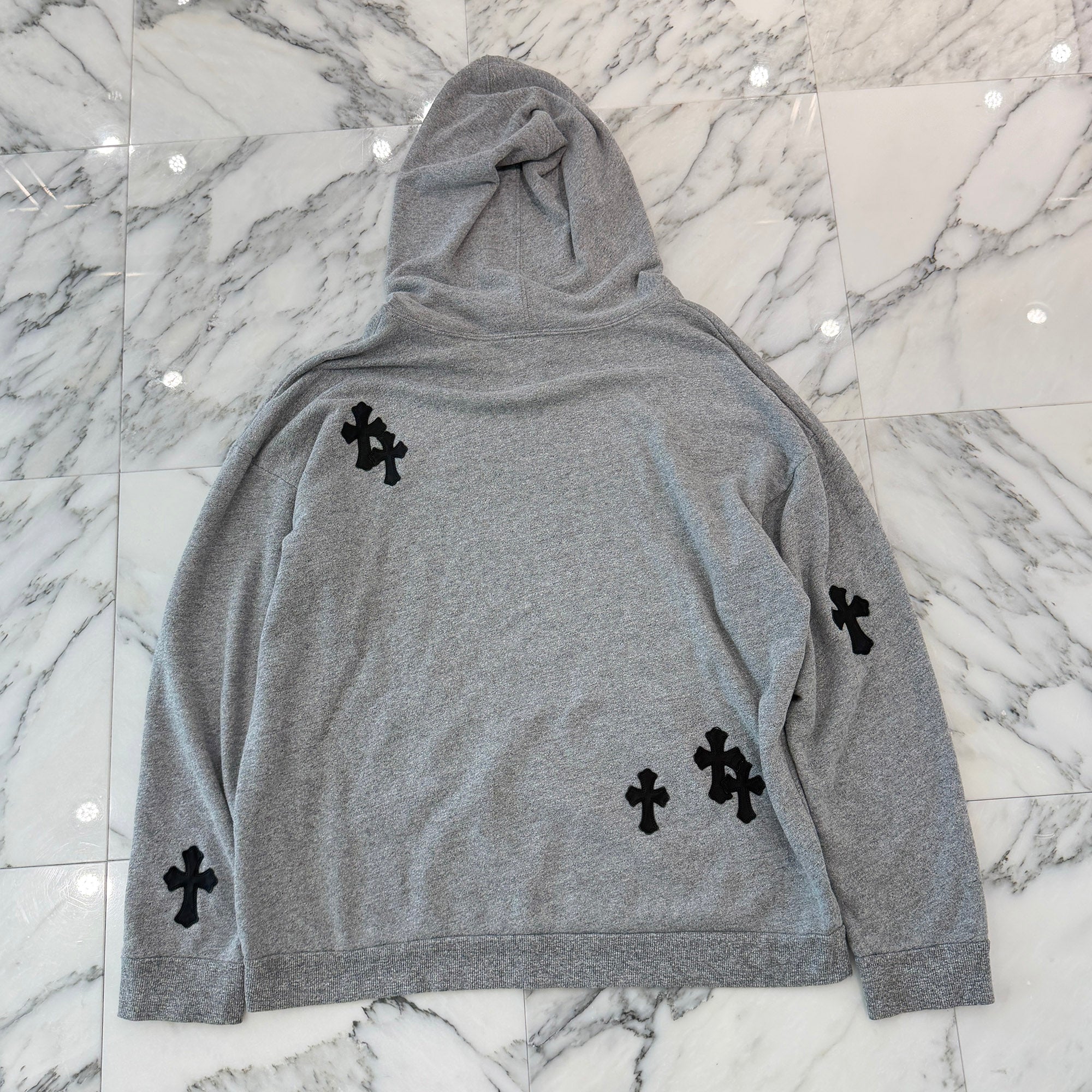 CHROME HEARTS Y NOT Cemetery Cross Leather Patch Pullover Hoodie Size M クロムハーツ ワイノット セメタリークロスレザーパッチ プルオーバーフーディ サイズM