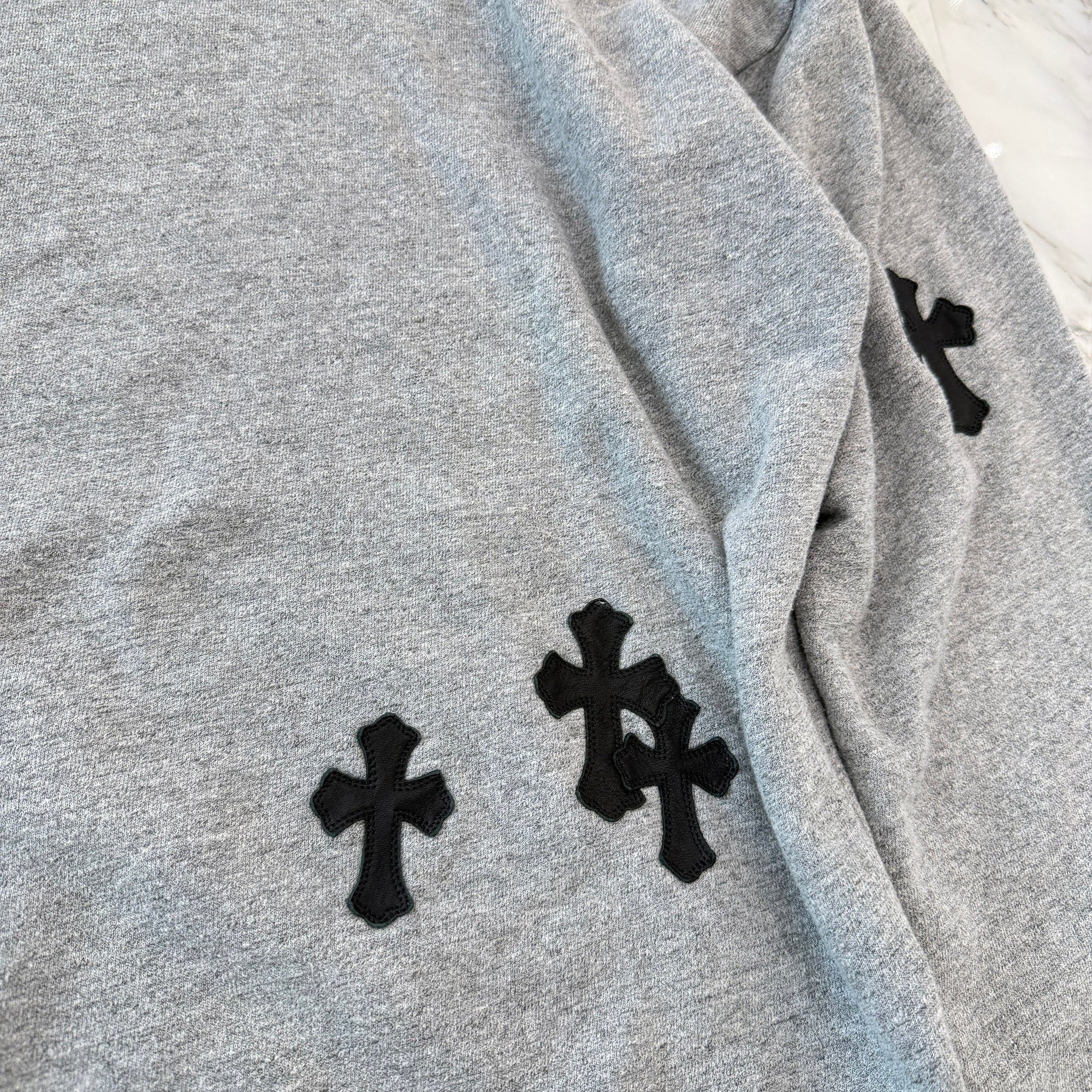 CHROME HEARTS Y NOT Cemetery Cross Leather Patch Pullover Hoodie Size M クロムハーツ ワイノット セメタリークロスレザーパッチ プルオーバーフーディ サイズM