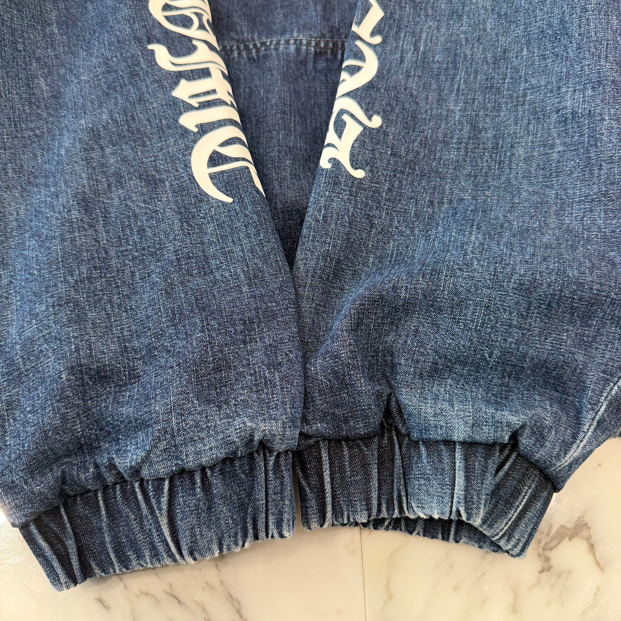 CHROME HEARTS 2024AW Leather Cemetery Triple Cross Denim Anorak Jacket Size XL クロムハーツ レザーセメタリートリプルクロス デニム アノラック ジャケット サイズXL