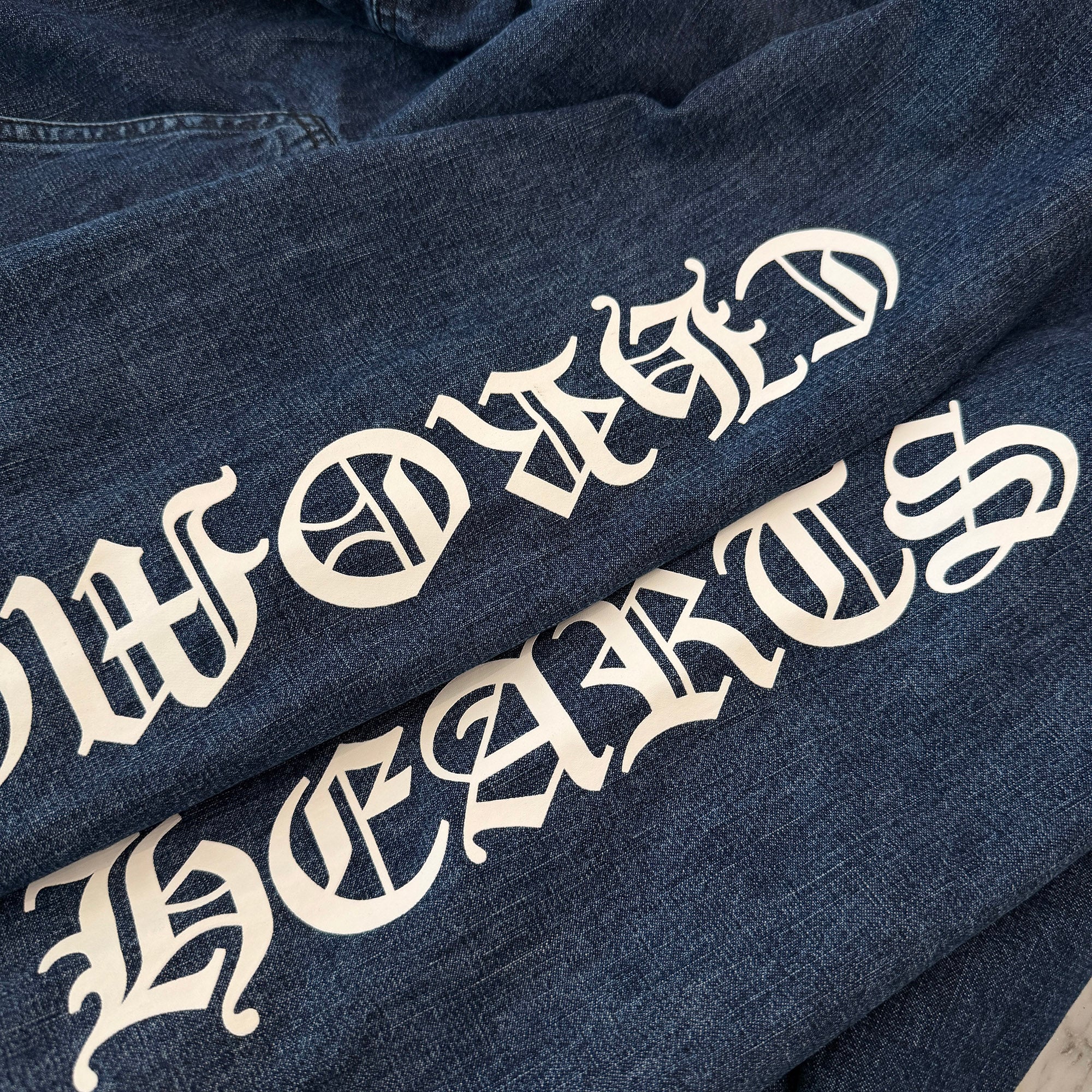 CHROME HEARTS 2024AW Leather Cemetery Triple Cross Denim Anorak Jacket Size XL クロムハーツ レザーセメタリートリプルクロス デニム アノラック ジャケット サイズXL