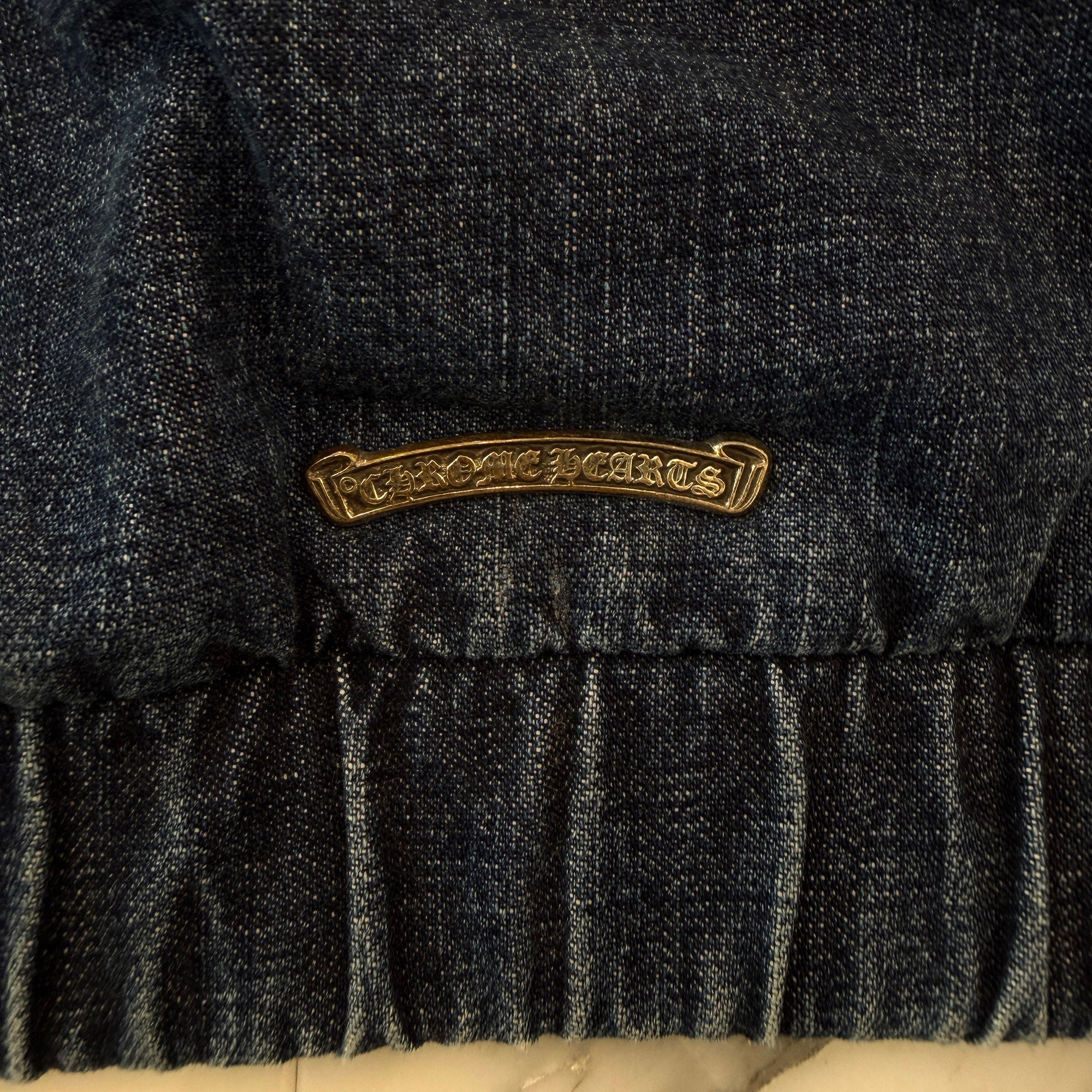 CHROME HEARTS 2024AW Leather Cemetery Triple Cross Denim Anorak Jacket Size XL クロムハーツ レザーセメタリートリプルクロス デニム アノラック ジャケット サイズXL
