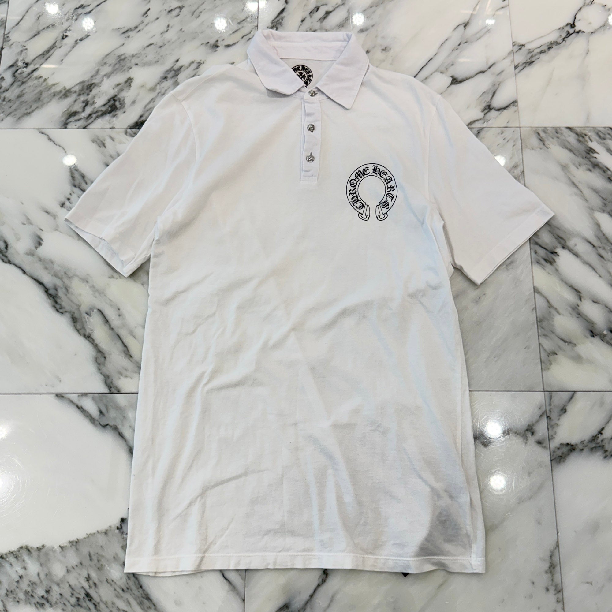 CHROME HEARTS Cross Ball button Polo Shirt Size S クロムハーツ クロスボールボタン ポロシャツ サイズS