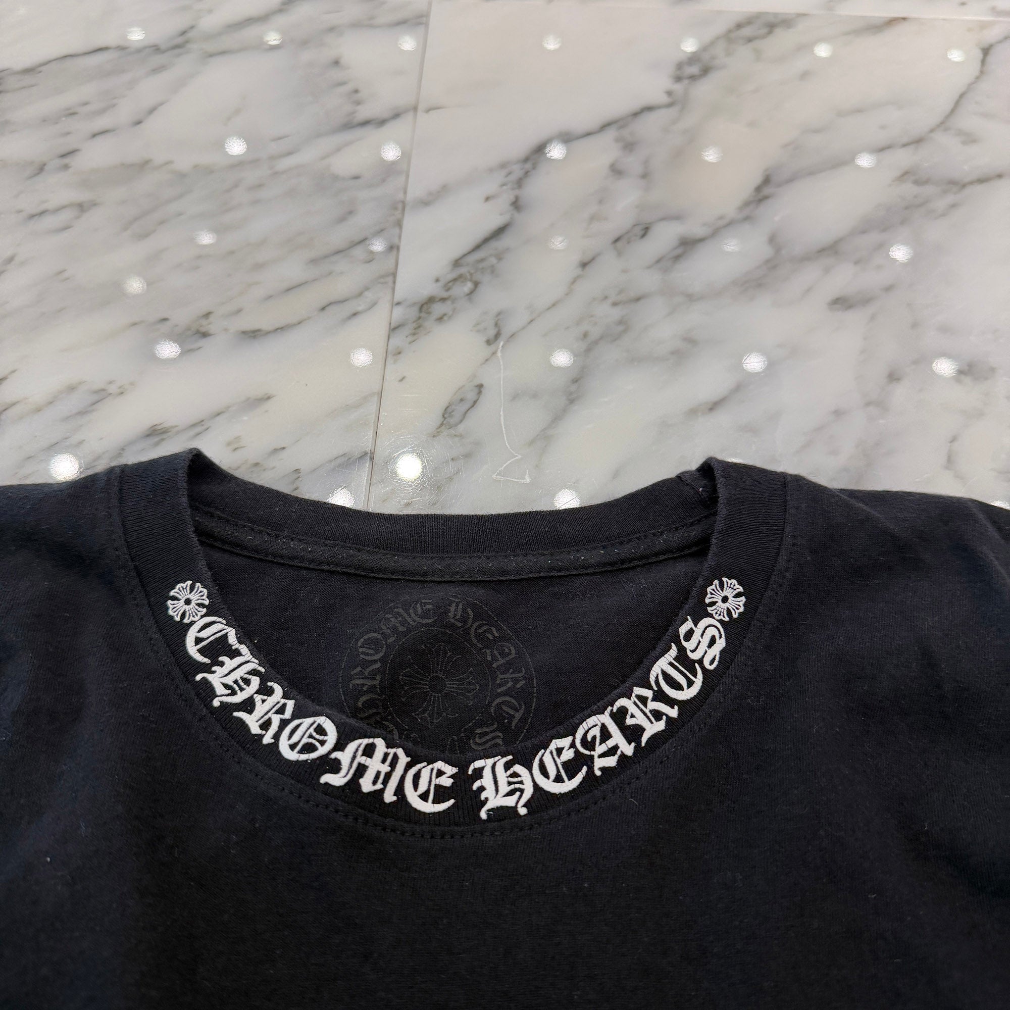 CHROME HEARTS Neck Logo Back & Arm CH Cross Print Long Sleeve Tee Size L クロムハーツ ネックロゴ バック＆アーム CHクロス プリント ロングスリーブ Tシャツ サイズL