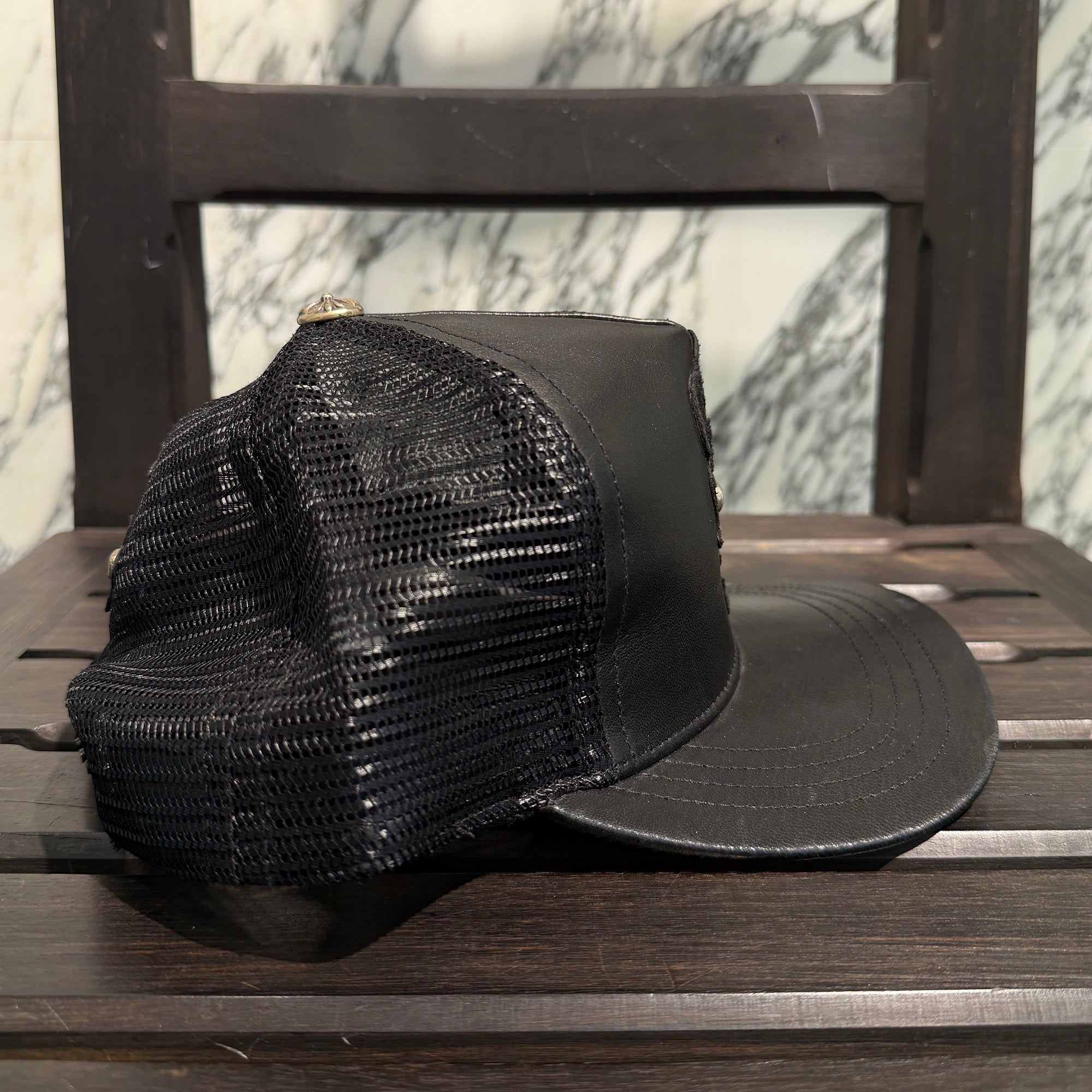 CHROME HEARTS BS Flare Leather Patch Trucker Cap Size ONE SIZE (53-60) クロムハーツ BS フレア レザーパッチ トラッカーキャップ サイズONE SIZE (53-60)