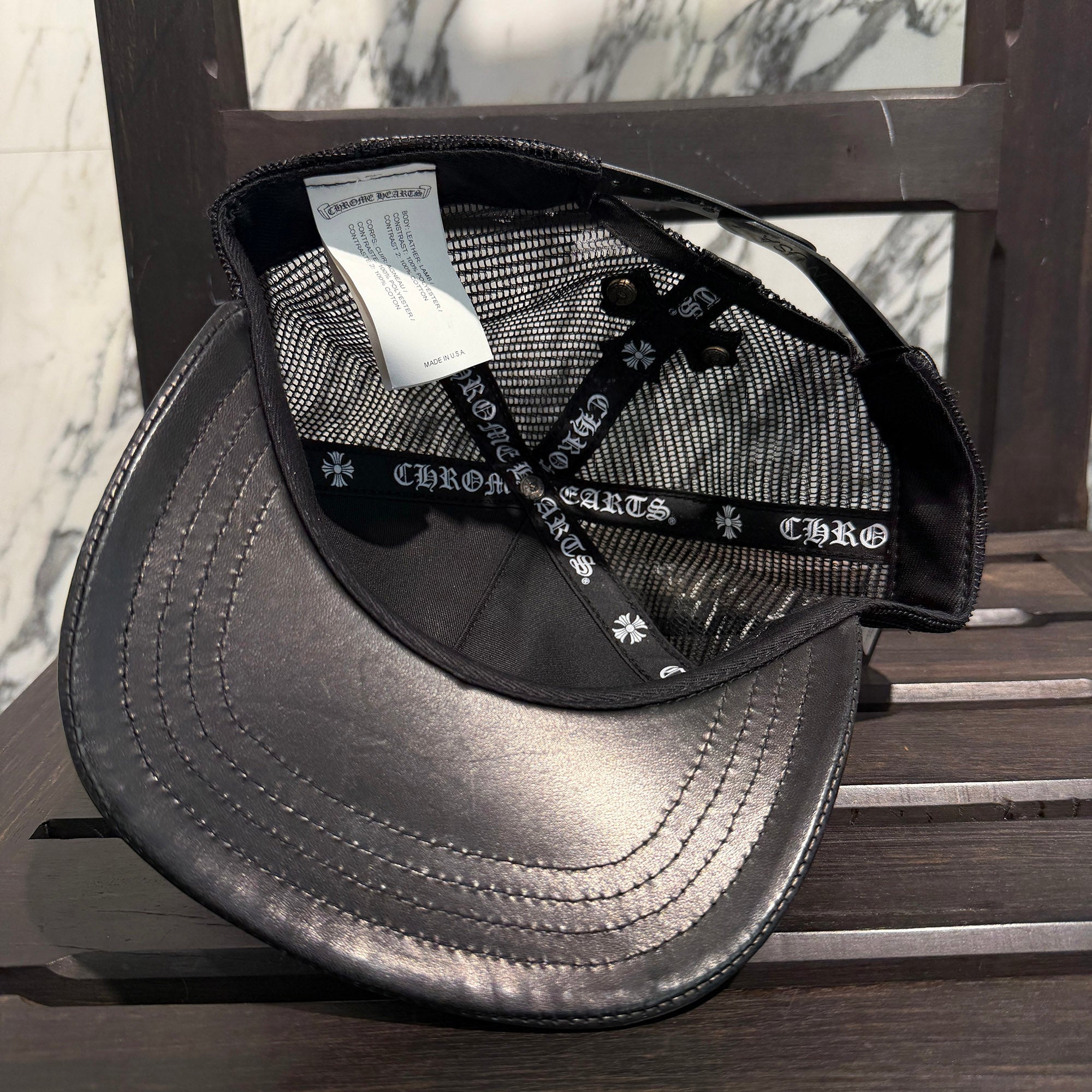 CHROME HEARTS BS Flare Leather Patch Trucker Cap Size ONE SIZE (53-60) クロムハーツ BS フレア レザーパッチ トラッカーキャップ サイズONE SIZE (53-60)