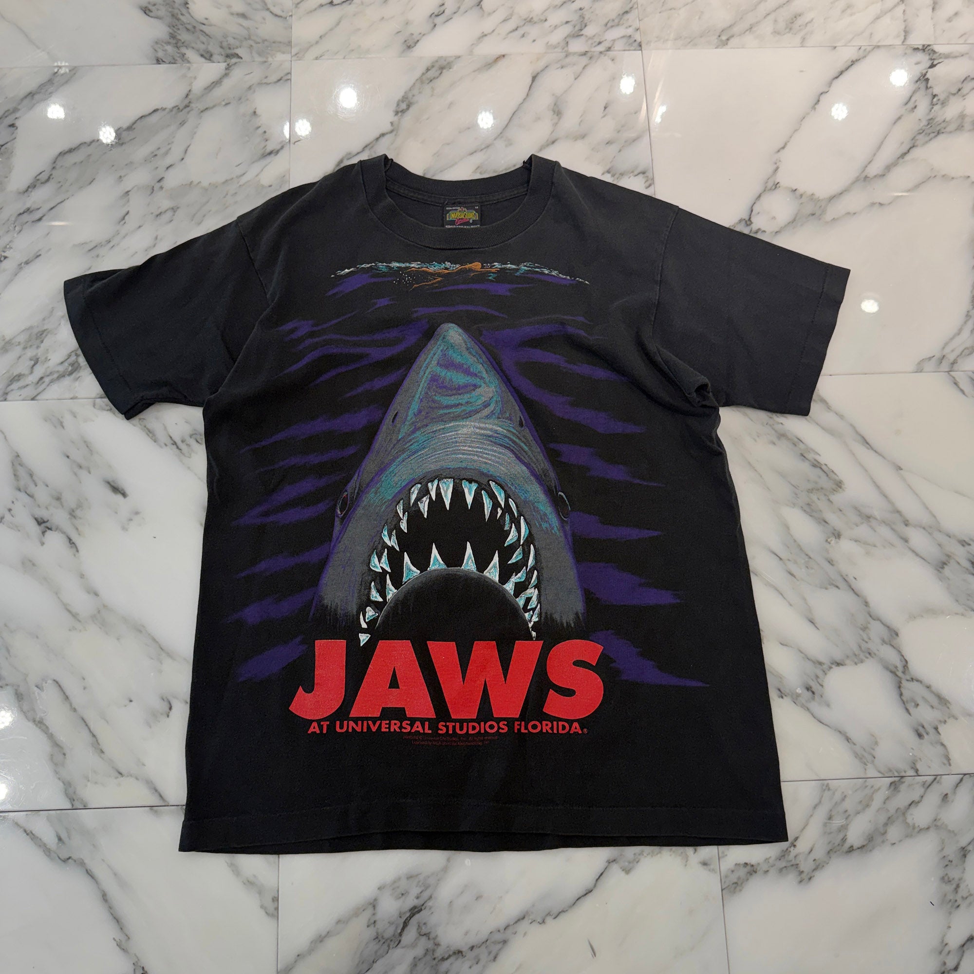 Vintage 90's UNIVERSAL STUDIOS FLORIDA "JAWS" Official Promo S/S Tee Size L ヴィンテージ 90's ユニバーサル・スタジオ・フロリダ "ジョーズ"オフィシャル プロモ Tシャツ サイズL