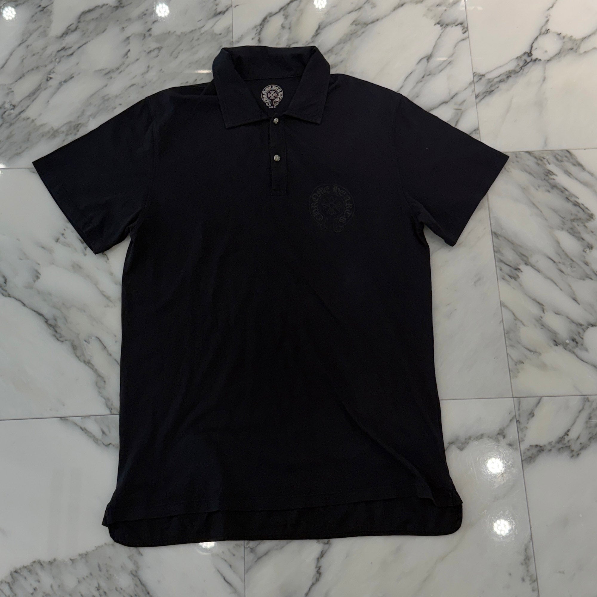 CHROME HEARTS Cross Ball button Polo Shirt Size S クロムハーツ クロスボールボタン ポロシャツ サイズS