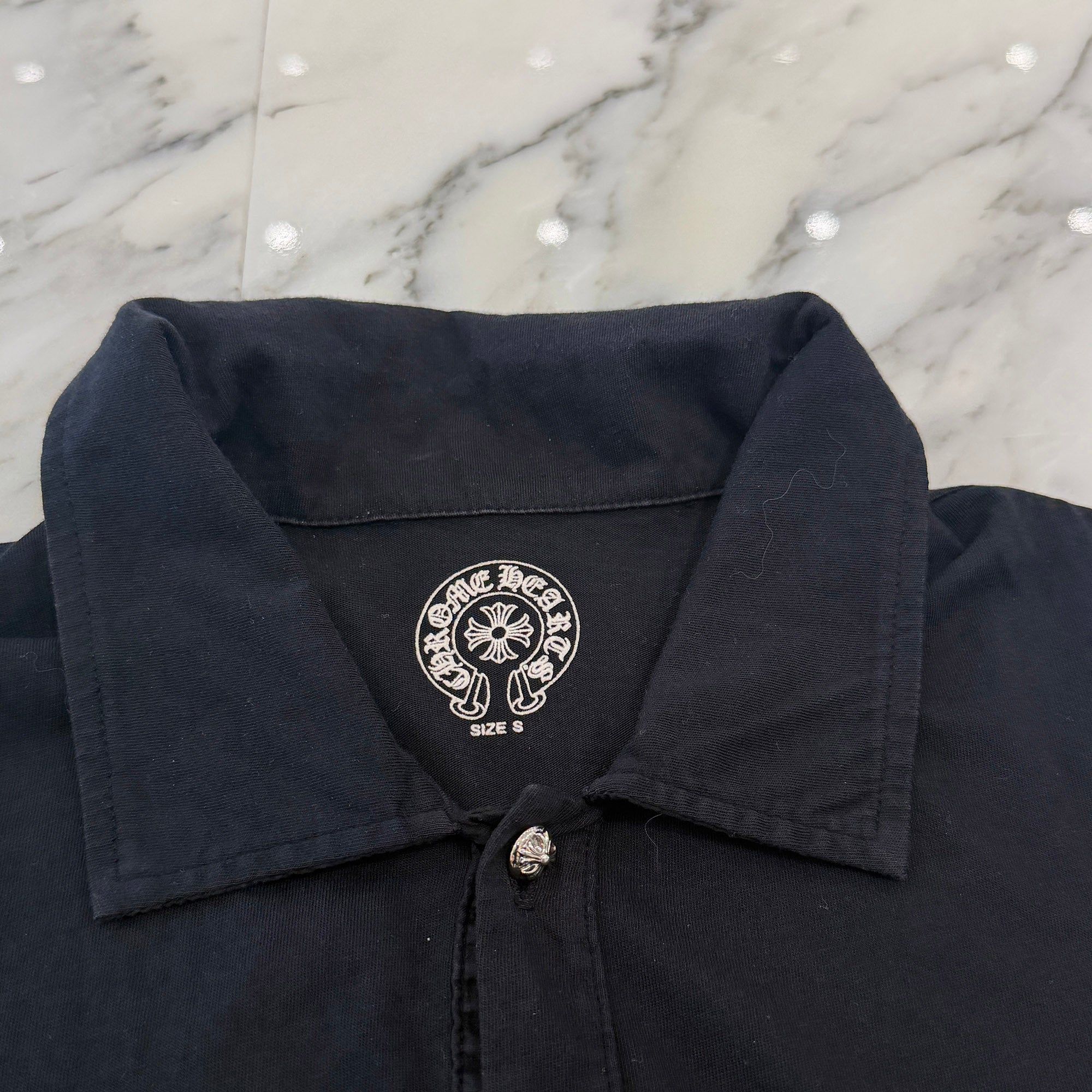 クロムハーツ クロスボールボタン ウエスタンシャツ ブラック M USA製 CHROME HEARTS Cross Ball button Polo Shirt Size S クロムハーツ