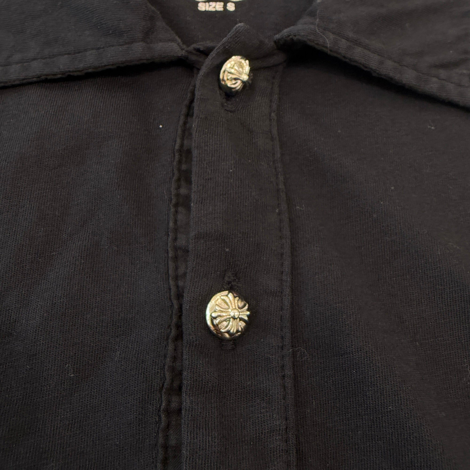 CHROME HEARTS Cross Ball button Polo Shirt Size S クロムハーツ クロスボールボタン ポロシャツ サイズS