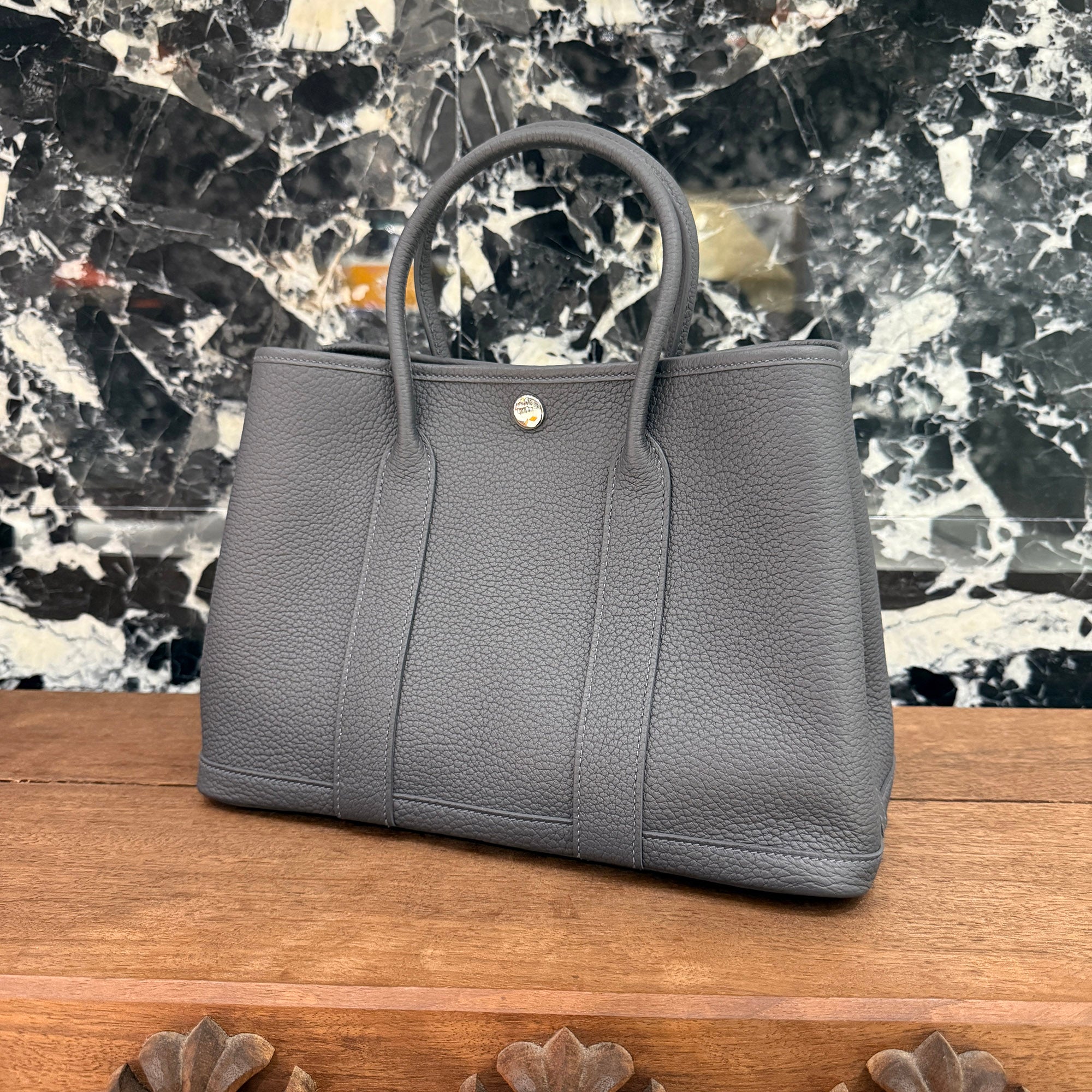 HERMES Garden Party TPM "Ardoise" Hand Bag K刻印 エルメス ガーデンパーティ TPM "アルドワーズ"ハンドバッグ K刻印