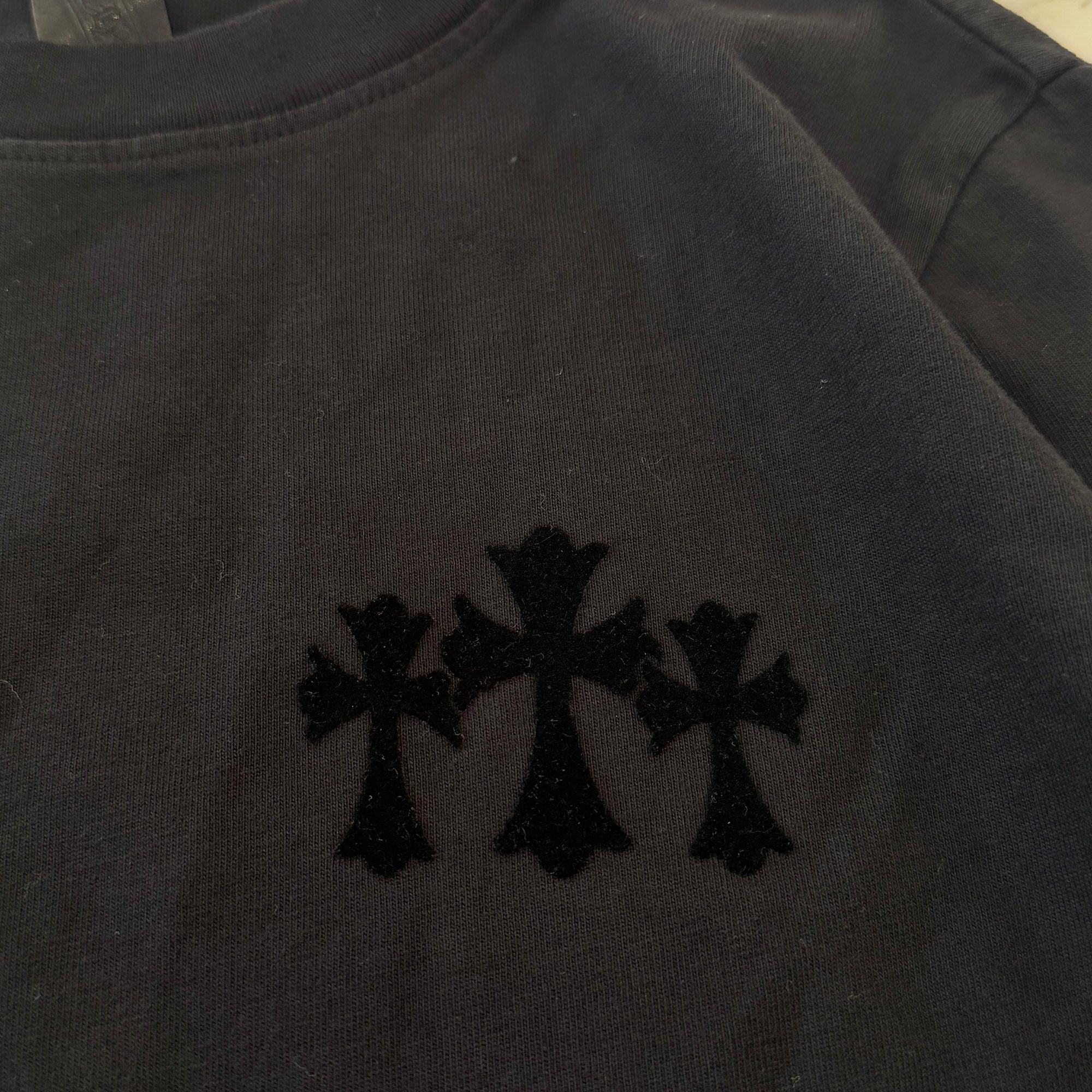 CHROME HEARTS Y NOT King Taco 3 Cemetery Cross Flock Print Long Sleeve Tee Size S クロムハーツ ワイノット キングタコ 3セメタリークロス フロッキーパッチ プリント ロングスリーブTシャツ サイズS