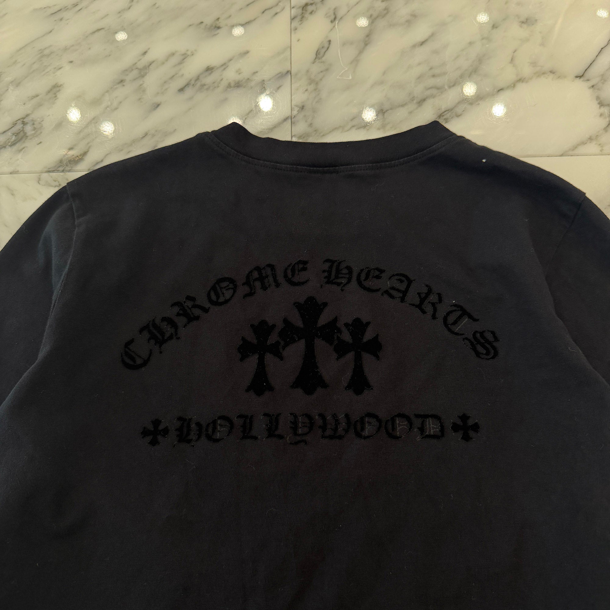 CHROME HEARTS Y NOT King Taco 3 Cemetery Cross Flock Print Long Sleeve Tee Size S クロムハーツ ワイノット キングタコ 3セメタリークロス フロッキーパッチ プリント ロングスリーブTシャツ サイズS