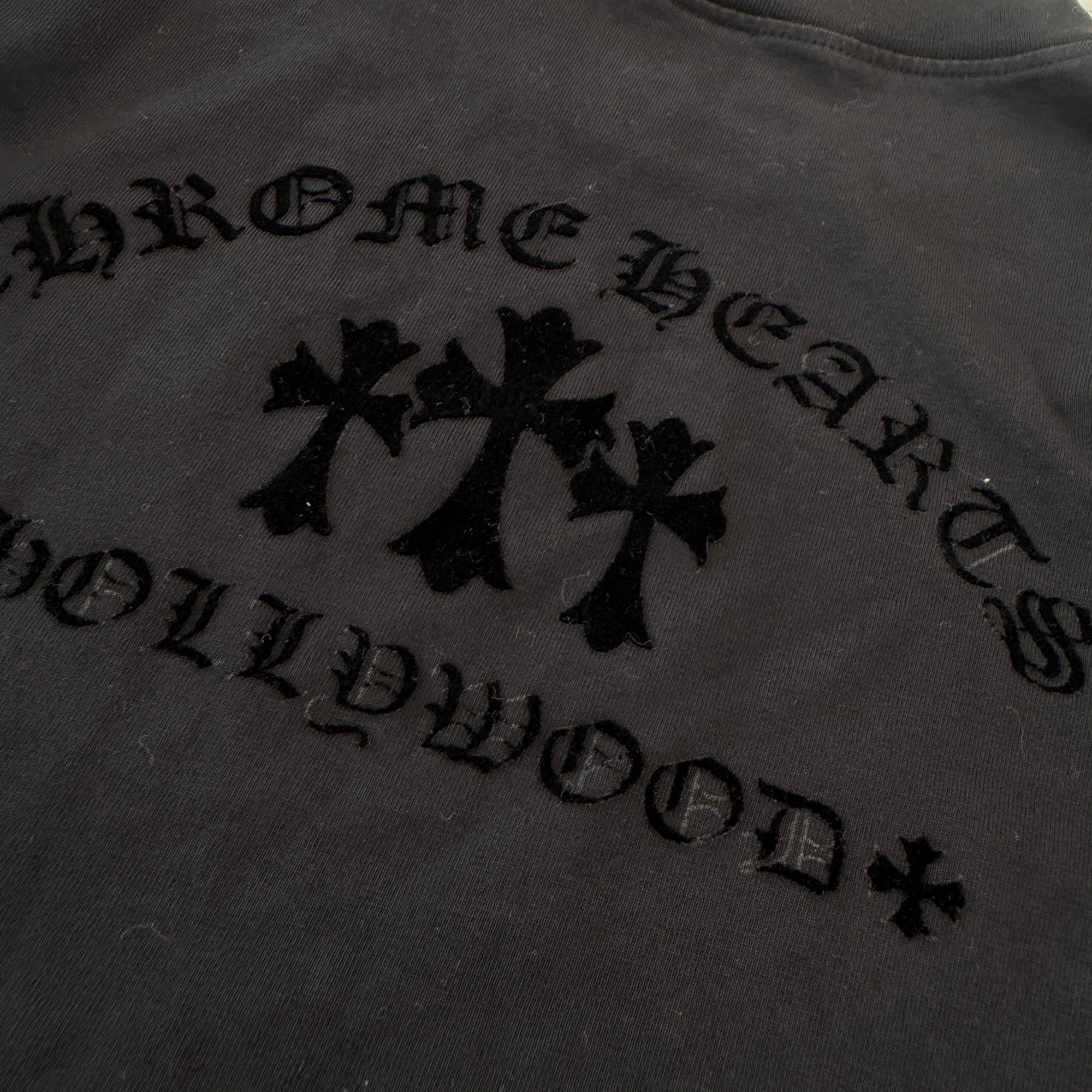 CHROME HEARTS Y NOT King Taco 3 Cemetery Cross Flock Print Long Sleeve Tee Size S クロムハーツ ワイノット キングタコ 3セメタリークロス フロッキーパッチ プリント ロングスリーブTシャツ サイズS