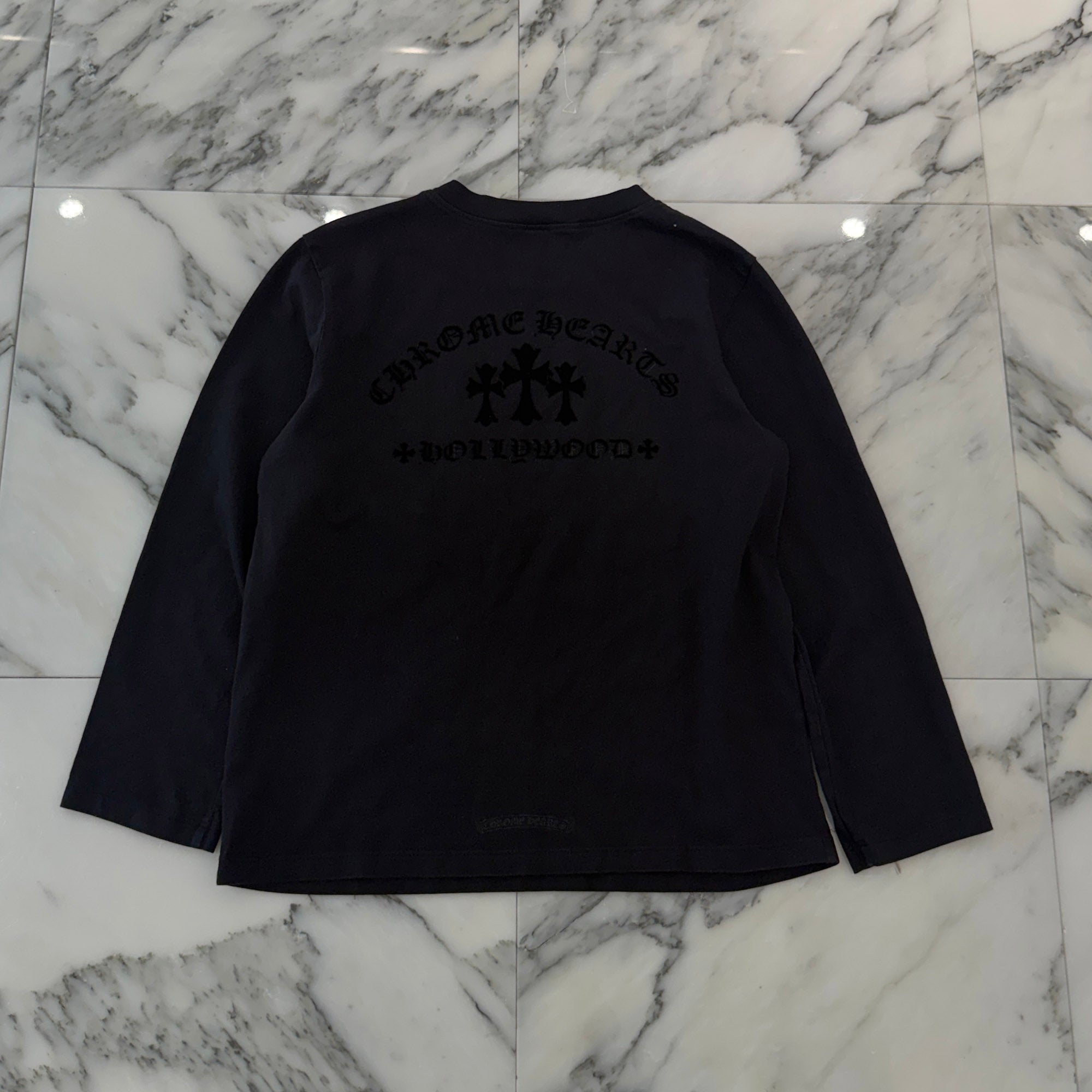 CHROME HEARTS Y NOT King Taco 3 Cemetery Cross Flock Print Long Sleeve Tee Size S クロムハーツ ワイノット キングタコ 3セメタリークロス フロッキーパッチ プリント ロングスリーブTシャツ サイズS