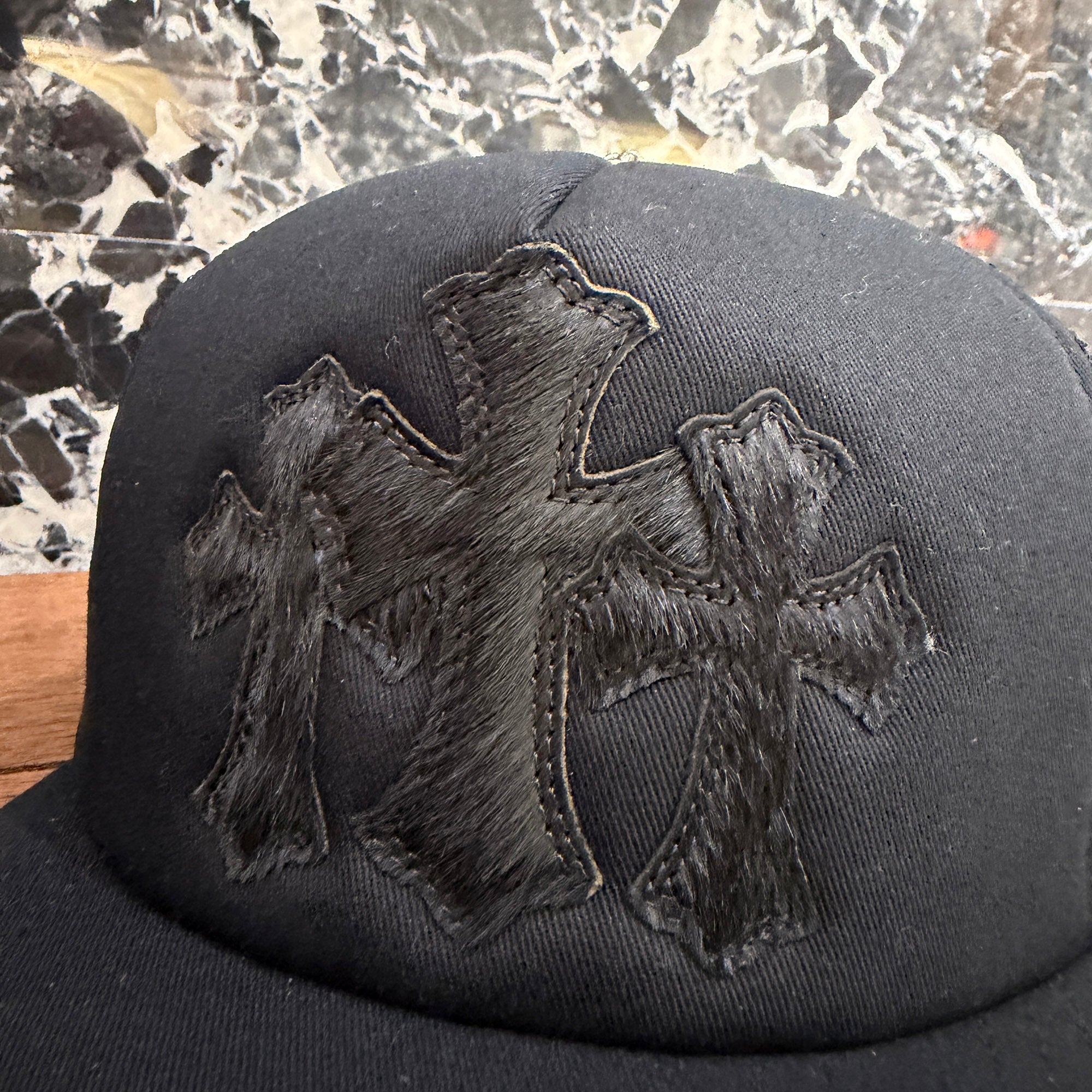 CHROME HEARTS Triple Cross Harako Leather Patch Trucker Cap ONE SIZE (51-61) クロムハーツ トリプルクロス ハラコレザー パッチトラッカーキャップ サイズONE SIZE (51-61)