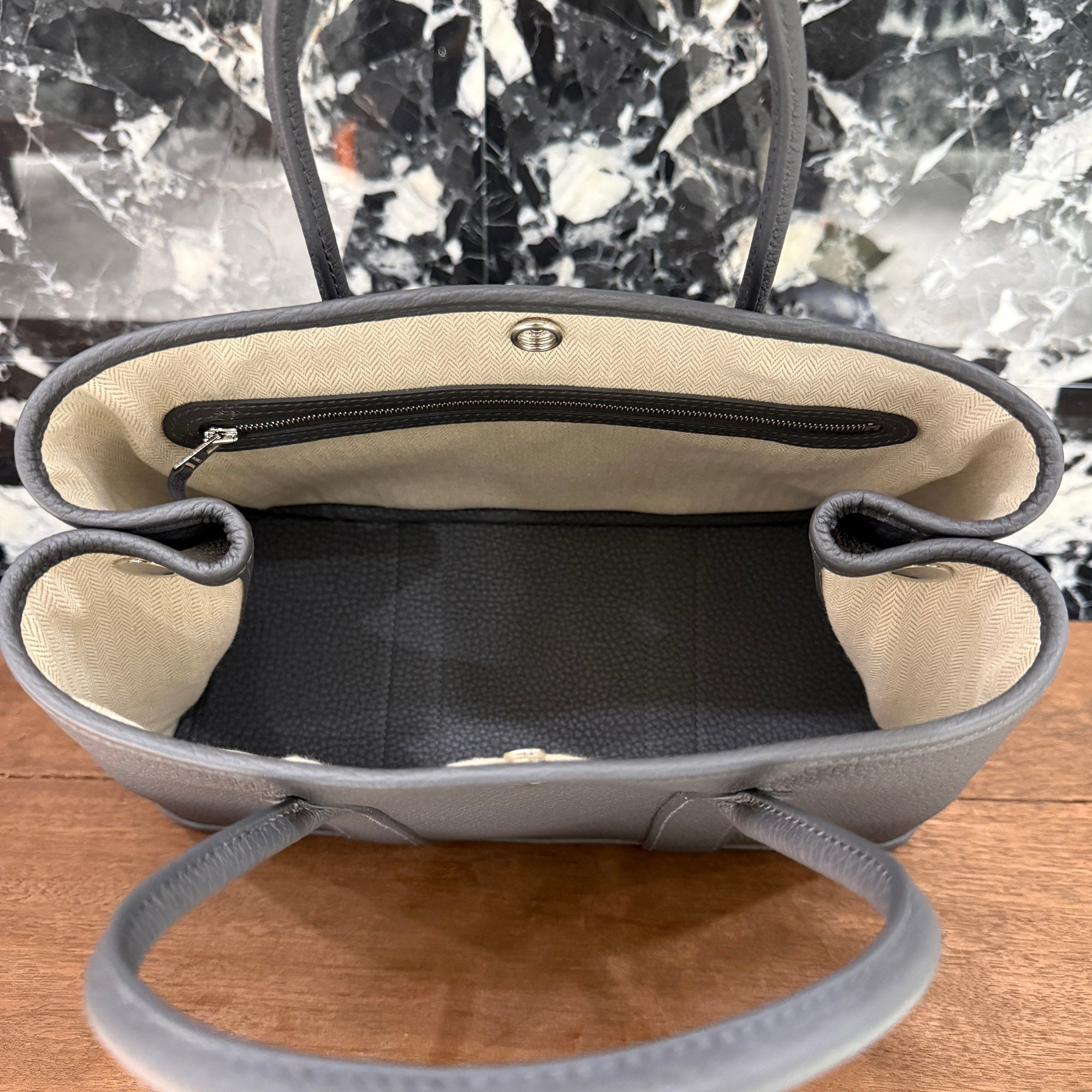 HERMES Garden Party TPM "Ardoise" Hand Bag K刻印 エルメス ガーデンパーティ TPM "アルドワーズ"ハンドバッグ K刻印