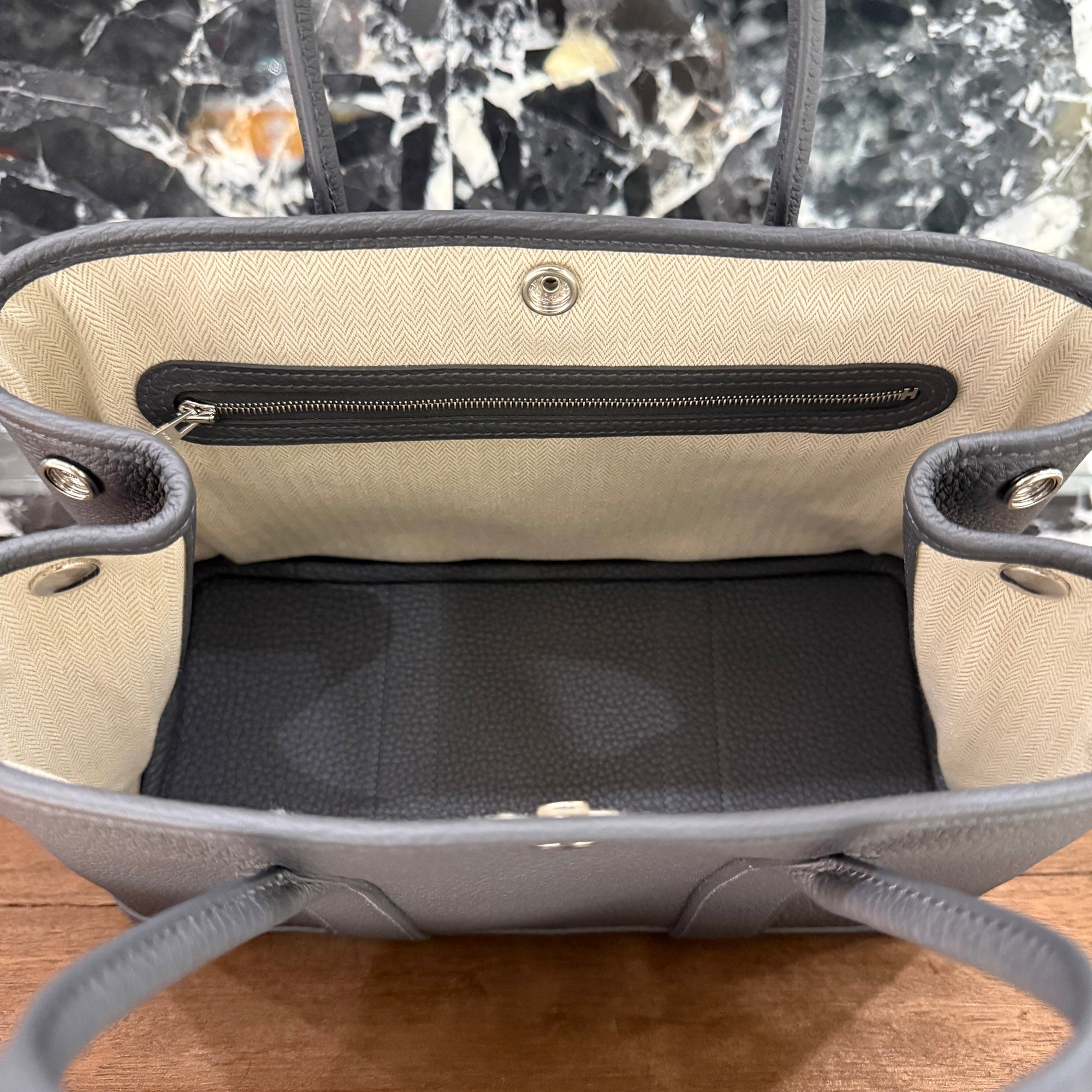 HERMES Garden Party TPM "Ardoise" Hand Bag K刻印 エルメス ガーデンパーティ TPM "アルドワーズ"ハンドバッグ K刻印