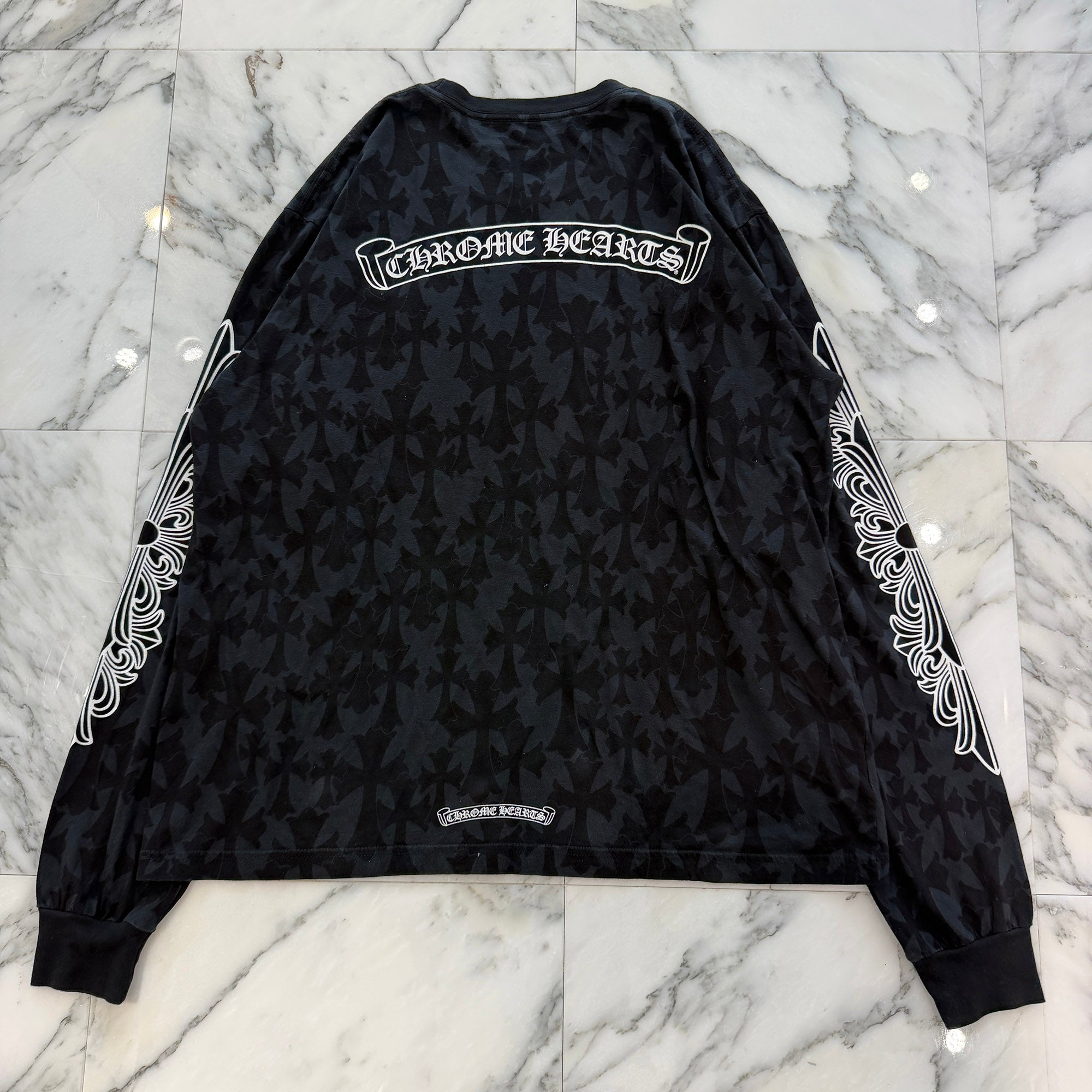 CHROME HEARTS 2024SS Graveyard Cemetery Cross Long Sleeve Tee Size