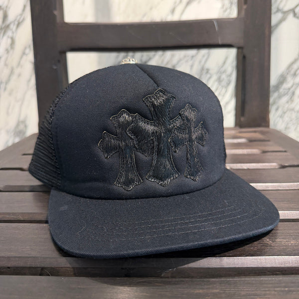 CHROME HEARTS Triple Cross Harako Leather Patch Trucker Cap ONE SIZE (51-61) クロムハーツ トリプルクロス ハラコレザー パッチトラッカーキャップ サイズONE SIZE (51-61)