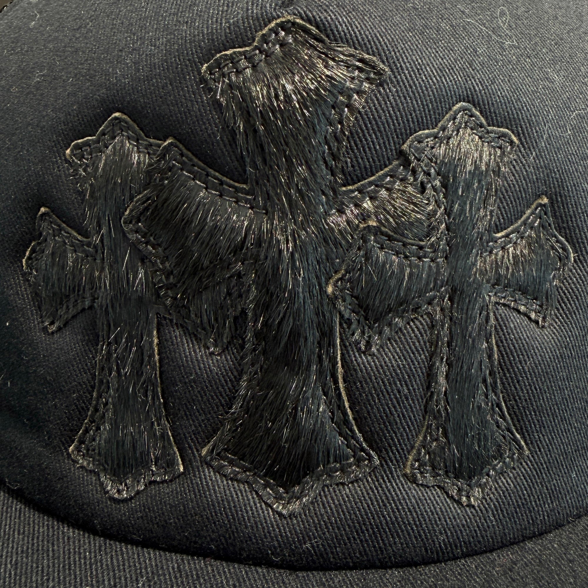CHROME HEARTS Triple Cross Harako Leather Patch Trucker Cap ONE SIZE (51-61) クロムハーツ トリプルクロス ハラコレザー パッチトラッカーキャップ サイズONE SIZE (51-61)