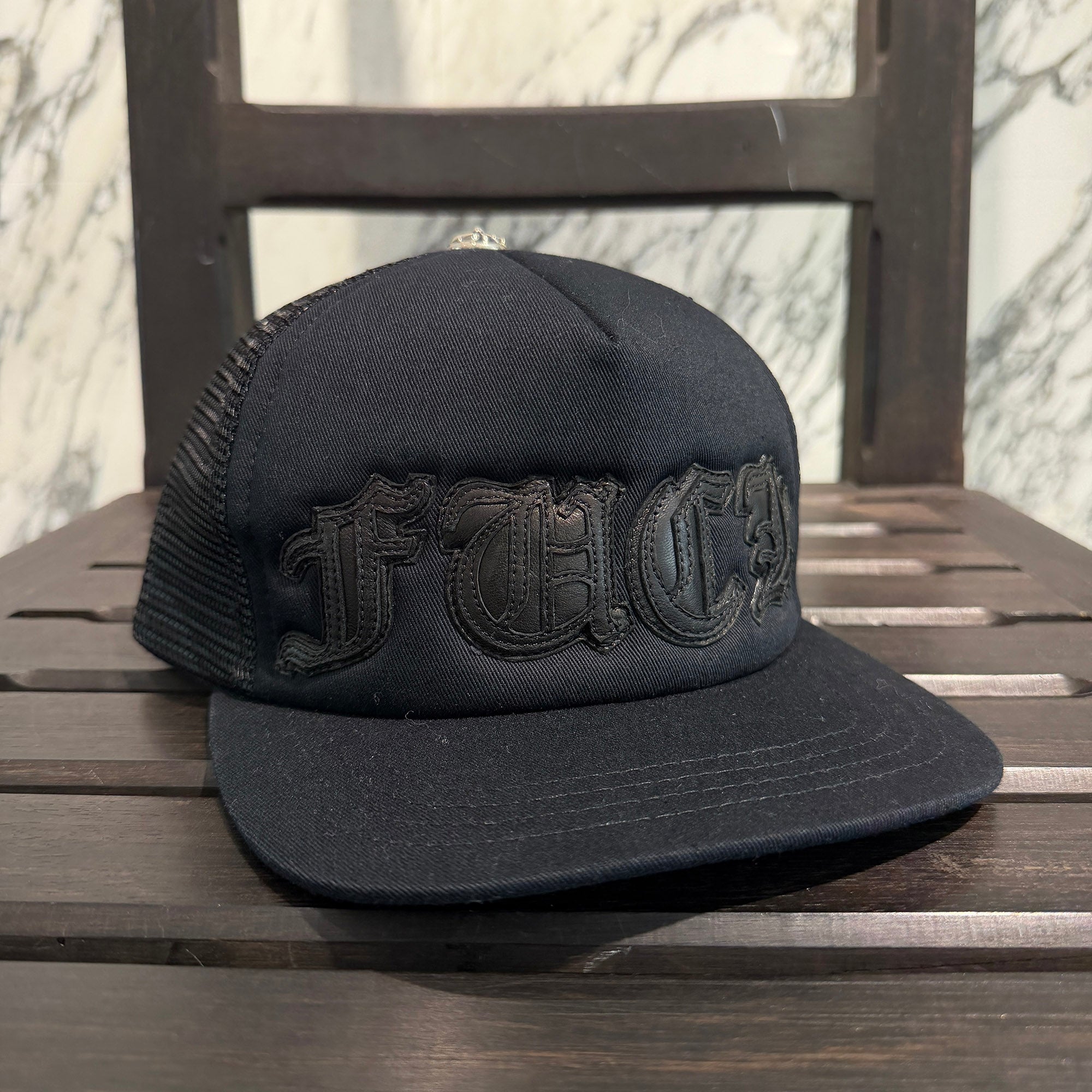 CHROME HEARTS FUCK Leather Patch Trucker Cap Size ONE SIZE (51-61) クロムハーツ ファック レザーパッチ トラッカーキャップ サイズONE SIZE (51-61)