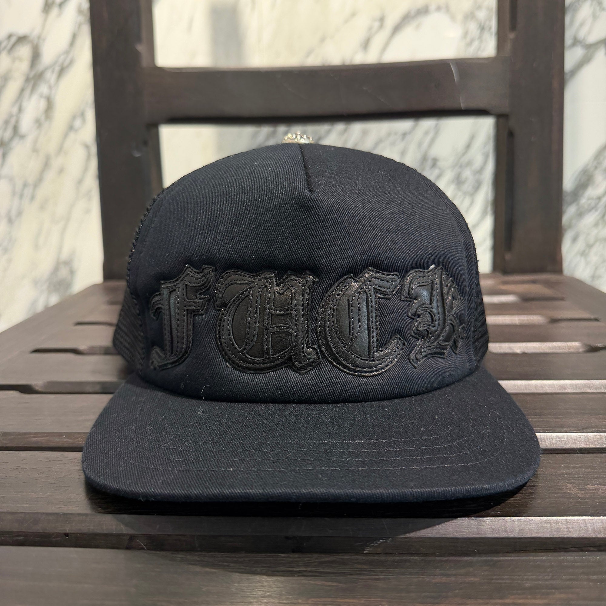 CHROME HEARTS FUCK Leather Patch Trucker Cap Size ONE SIZE (51-61) クロムハーツ ファック レザーパッチ トラッカーキャップ サイズONE SIZE (51-61)