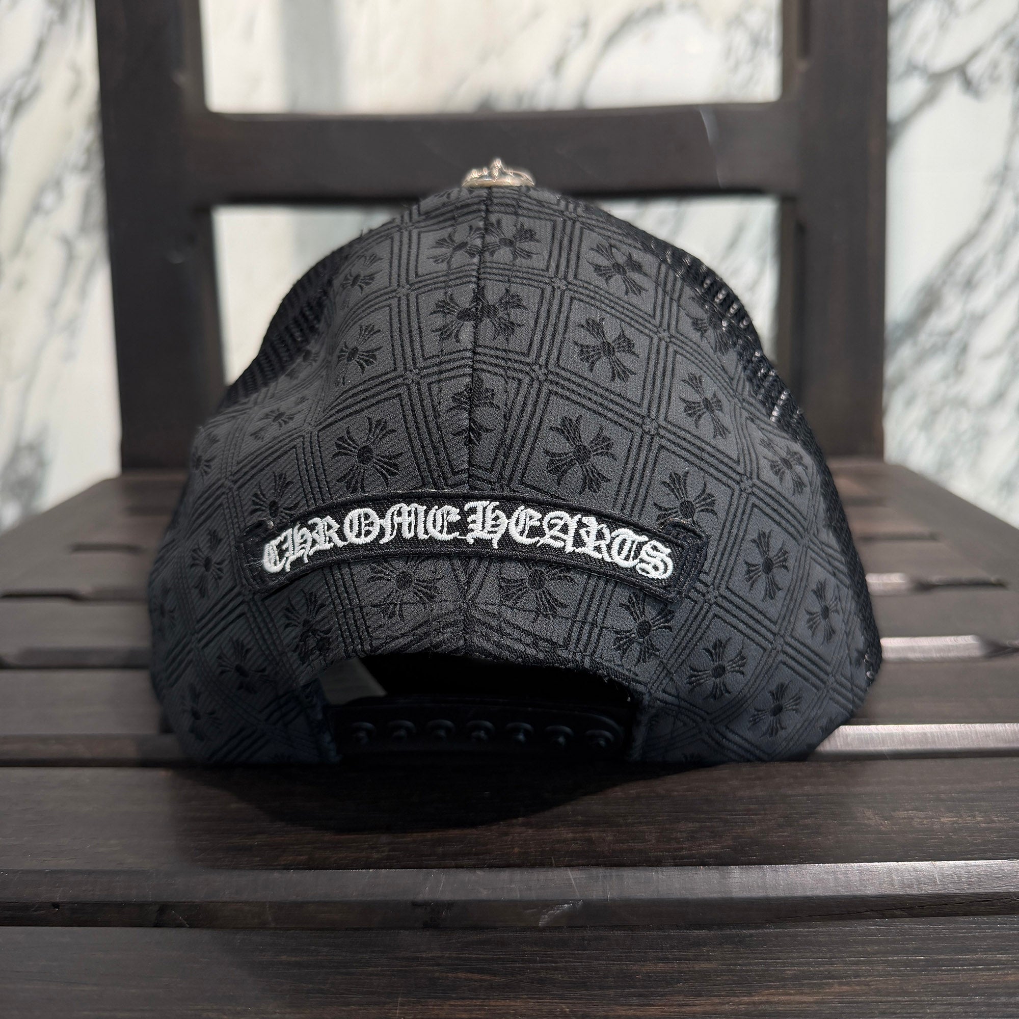 CHROME HEARTS Triple Cross Leather Patch CH Plus Trucker Cap Size ONE SIZE (53-60) クロムハーツ トリプルクロス レザーパッチ CHプラス トラッカーキャップ サイズONE SIZE (53-60)