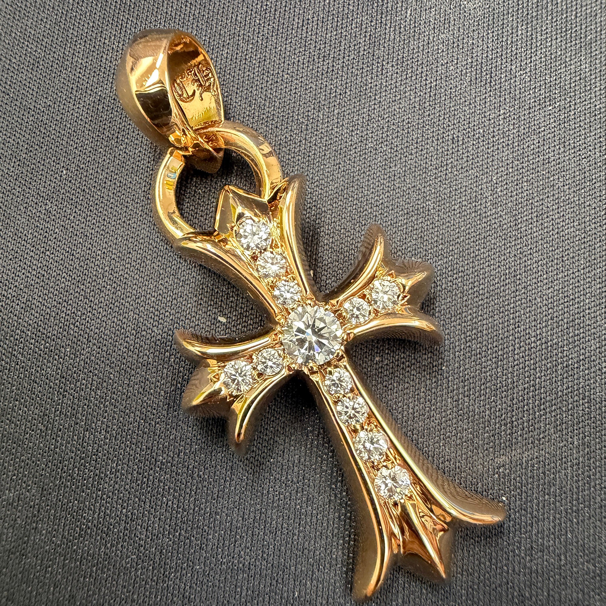 CHROME HEARTS 22K Small CH Cross Pave Diamond With Bail Pendent Top クロムハーツ 22K スモール CHクロス パヴェダイヤモンド ウィズ ベイル ペンダントトップ
